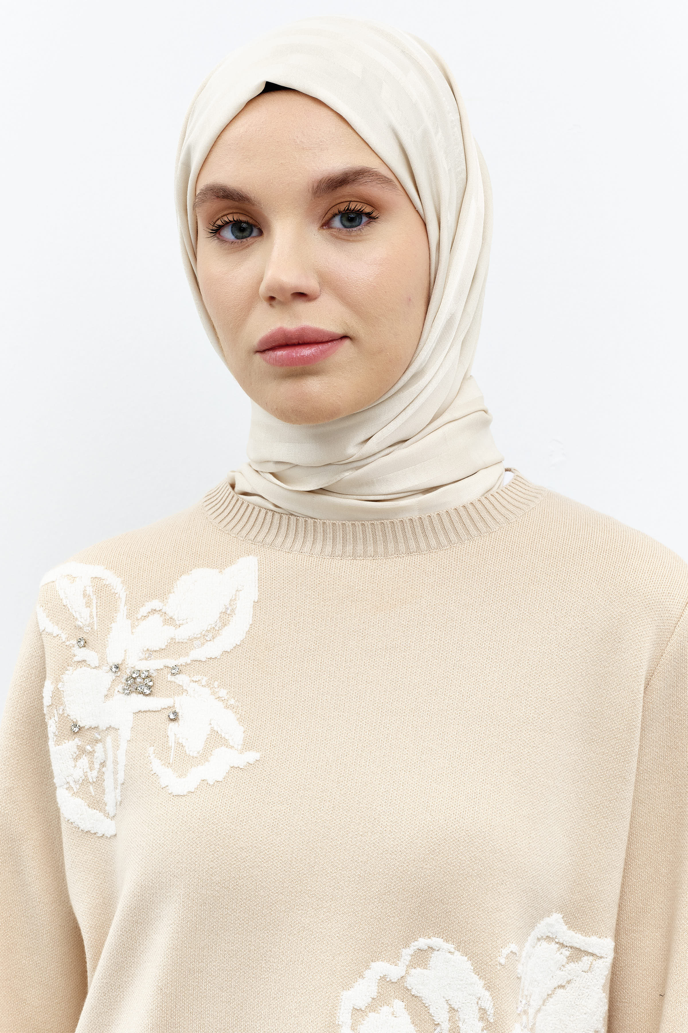 Çizgi Desen Viskon Şal - Taş TUGBA