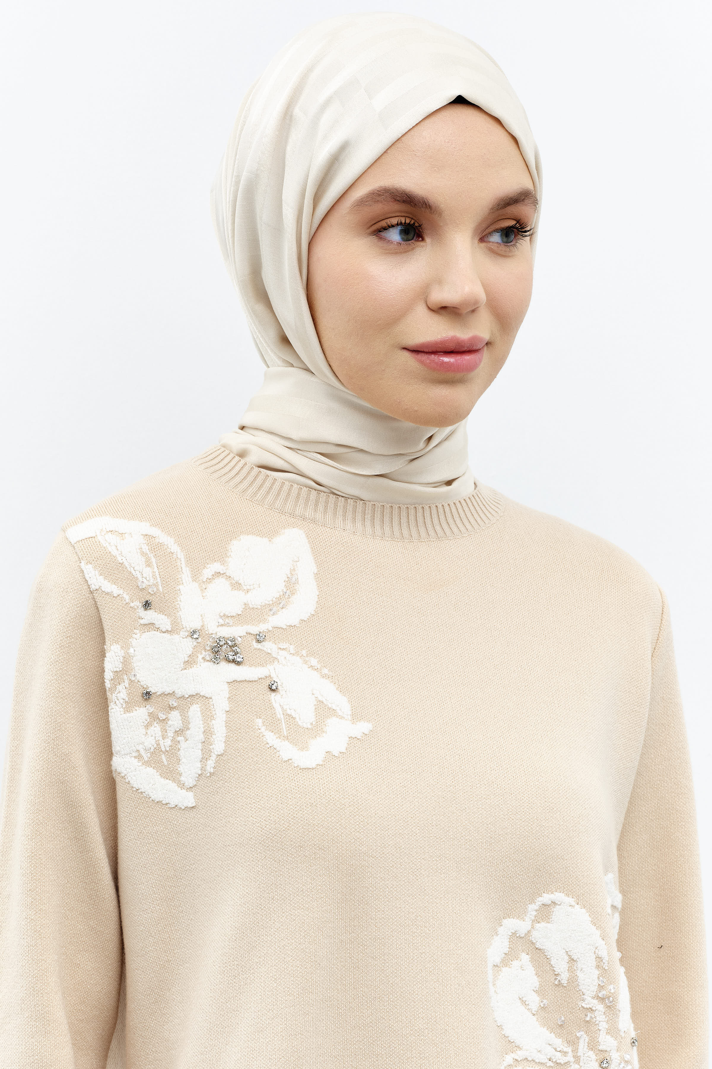 Çizgi Desen Viskon Şal - Taş TUGBA