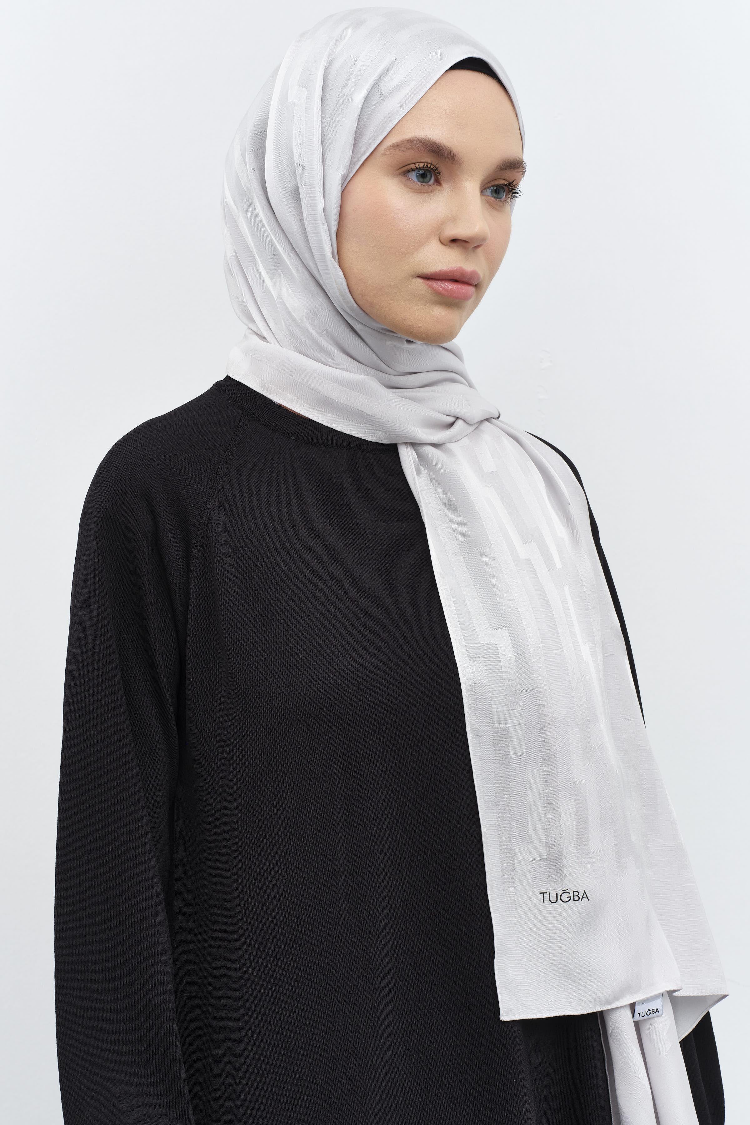 Çizgi Desen Viskon Şal - Gri TUGBA