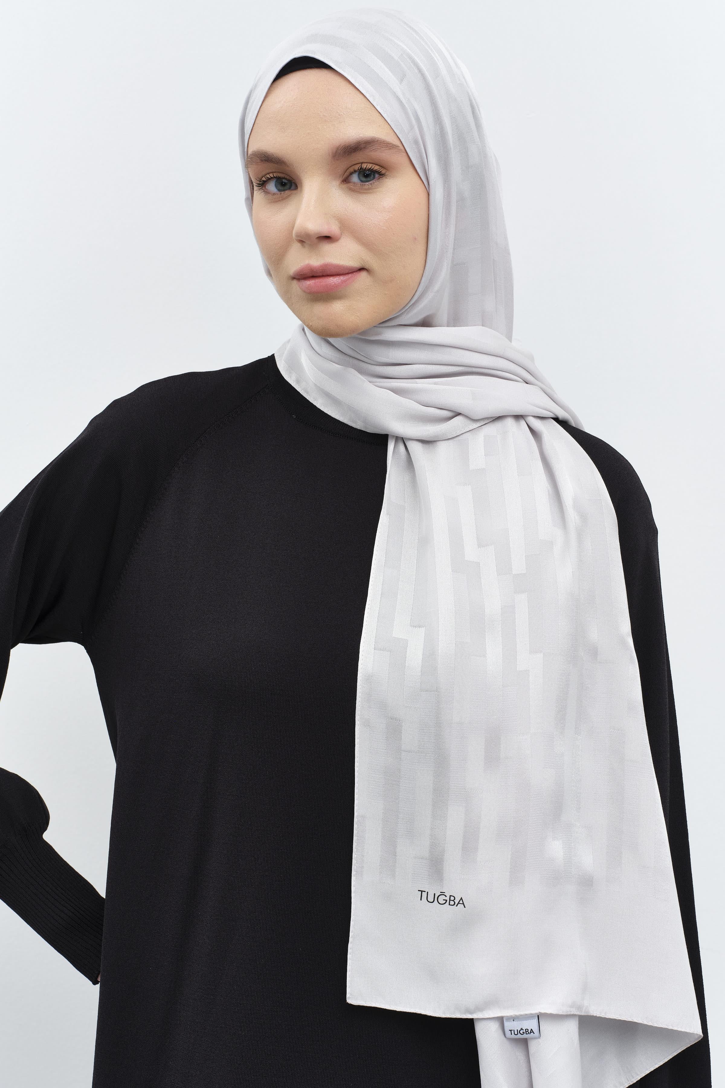 Çizgi Desen Viskon Şal - Gri TUGBA