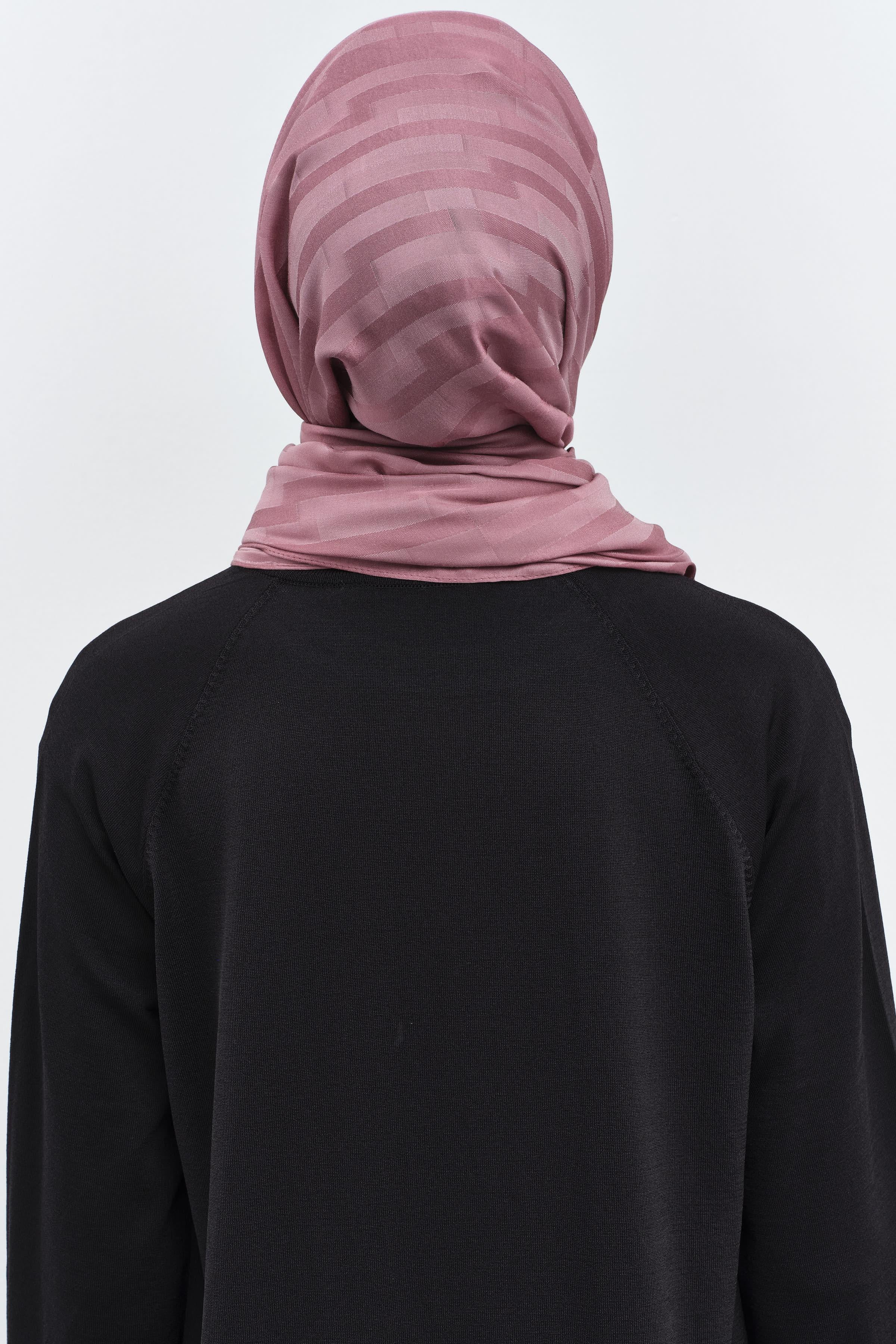 Çizgi Desen Viskon Şal - Gül Kurusu TUGBA