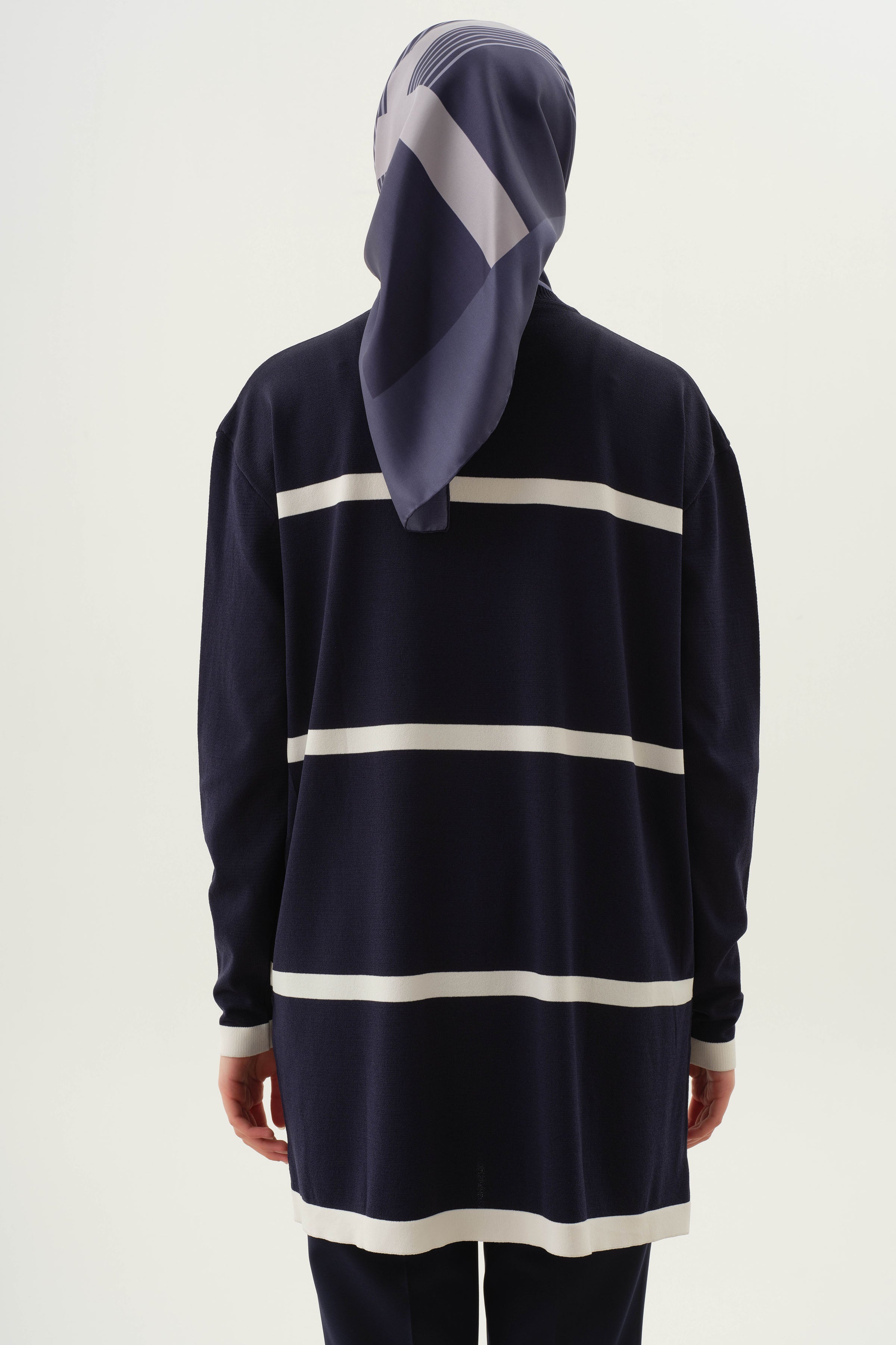 Çizgi Detaylı Tunik - Lacivert TUGBA