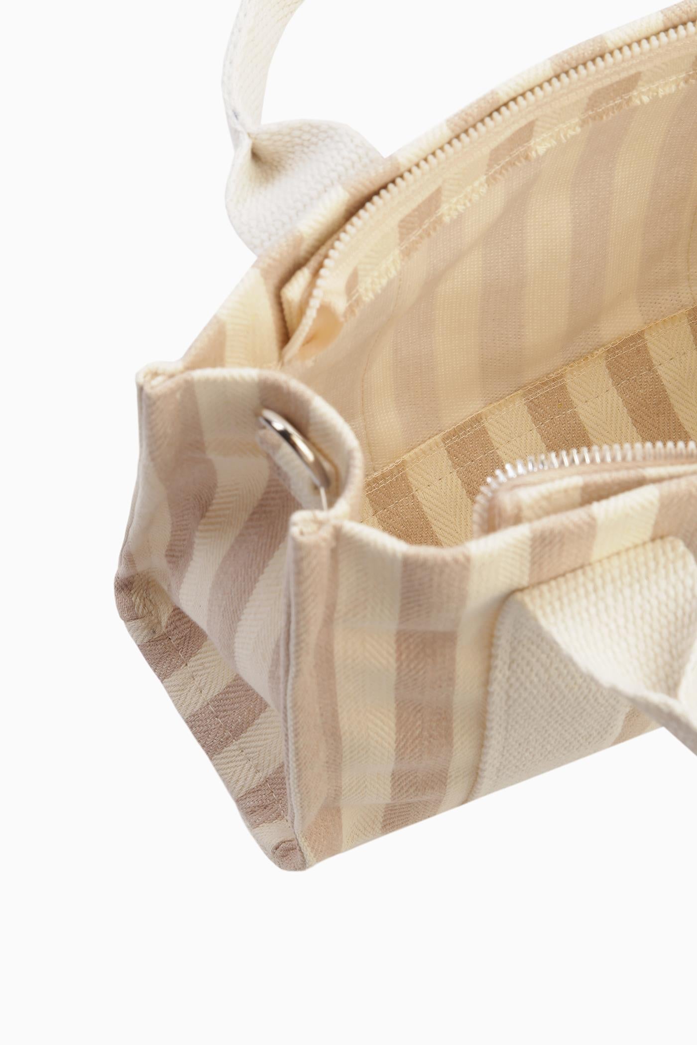 Çizgili Tote Çanta - Bej TUGBA