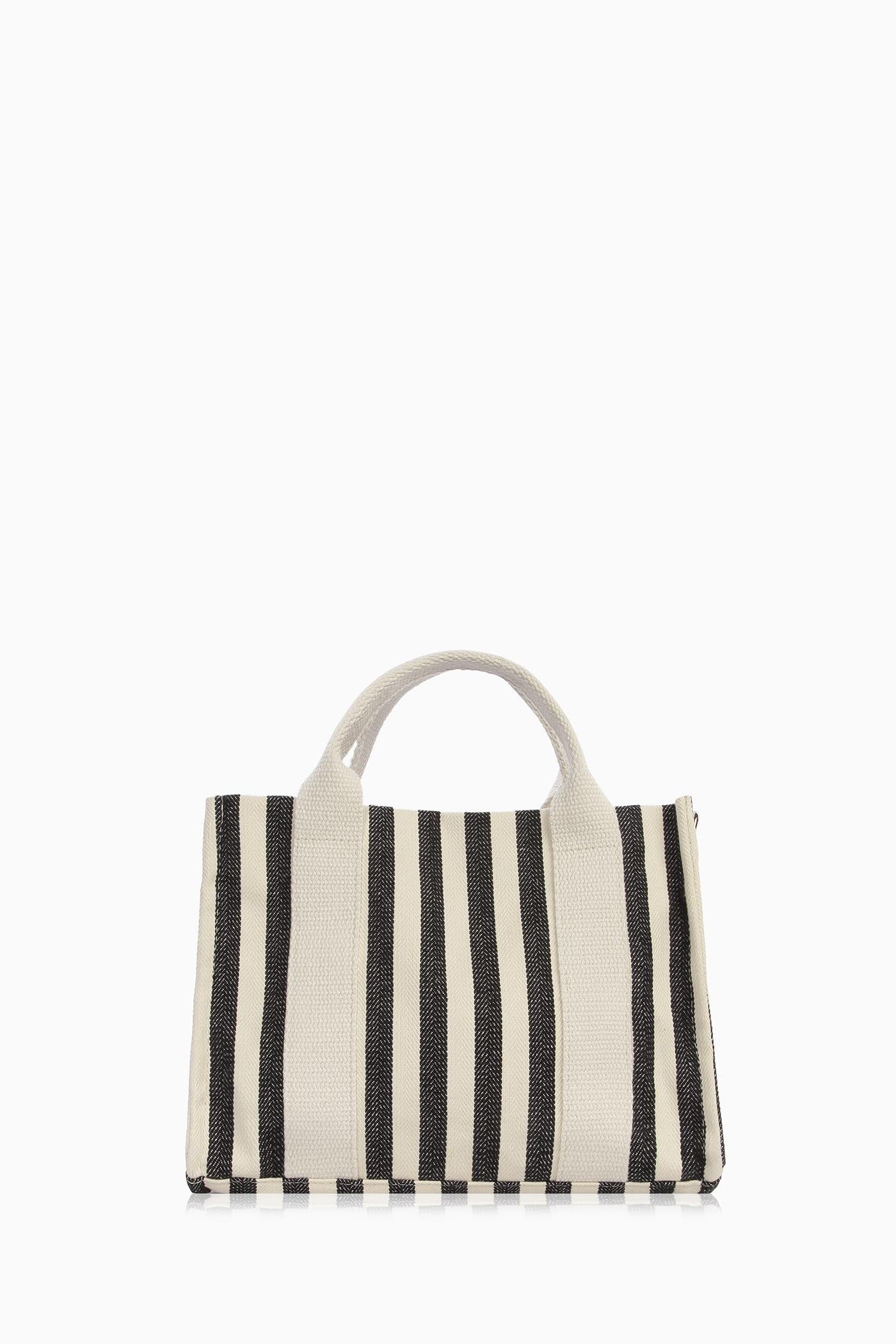 Çizgili Tote Çanta - Siyah TUGBA
