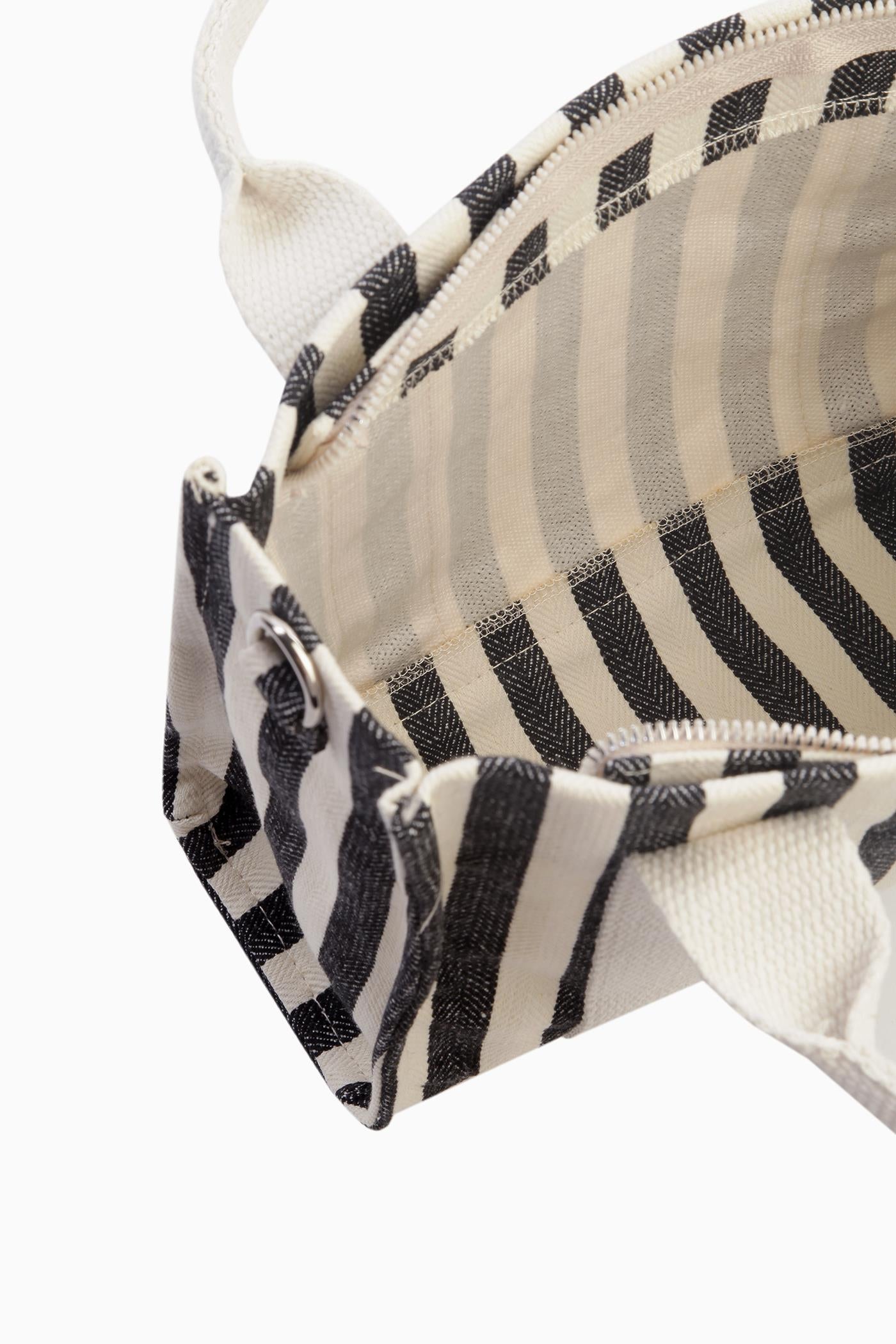 Çizgili Tote Çanta - Siyah TUGBA