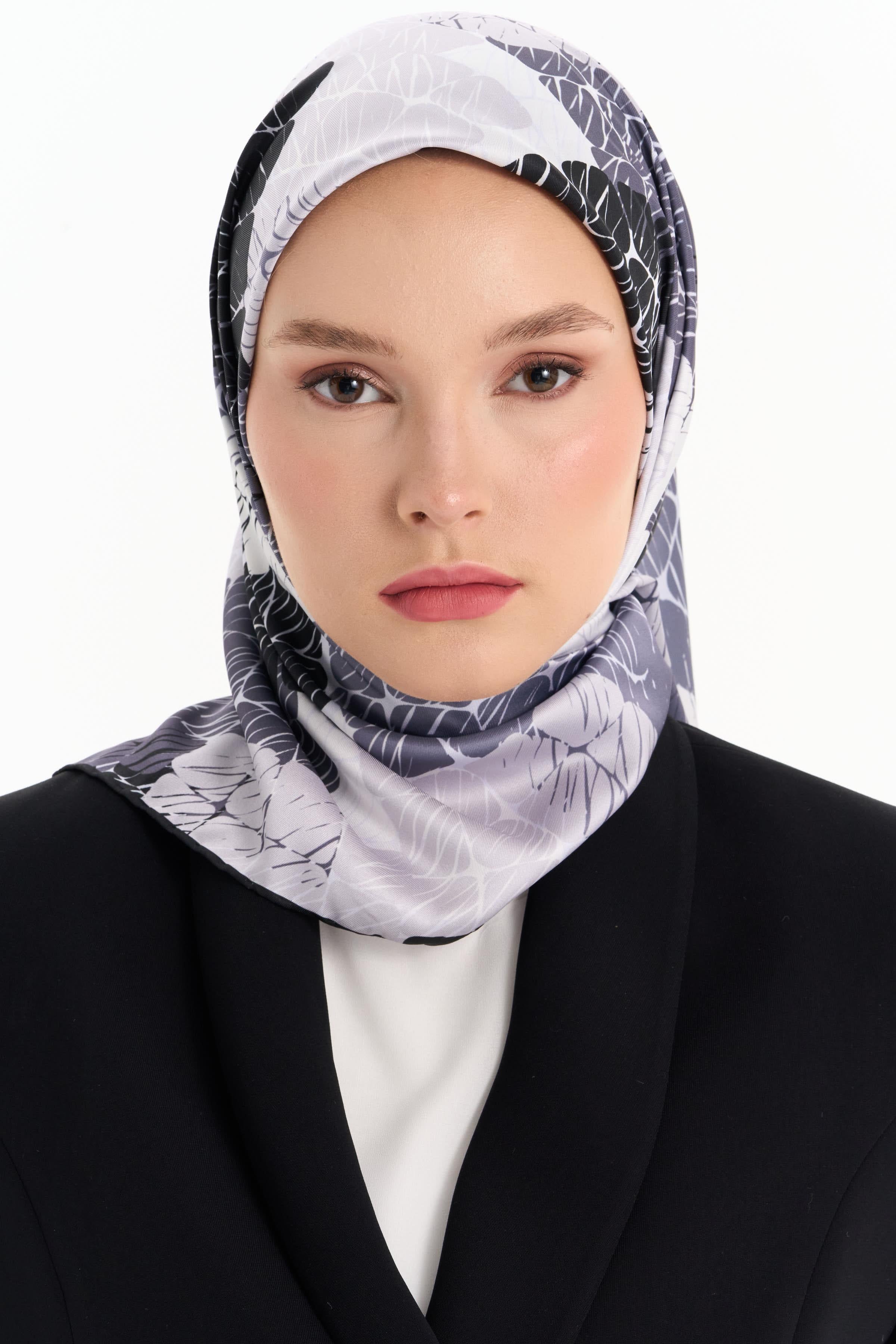 Çizgisel Dama Desenli Stil Eşarp - Siyah TUGBA