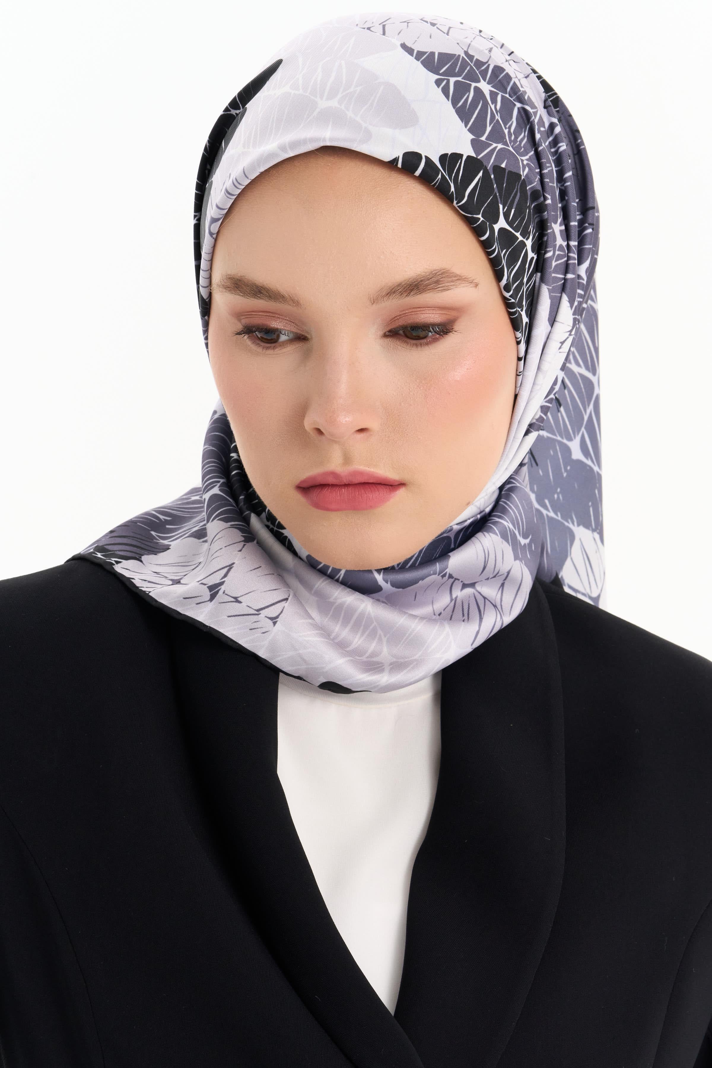 Çizgisel Dama Desenli Stil Eşarp - Siyah TUGBA