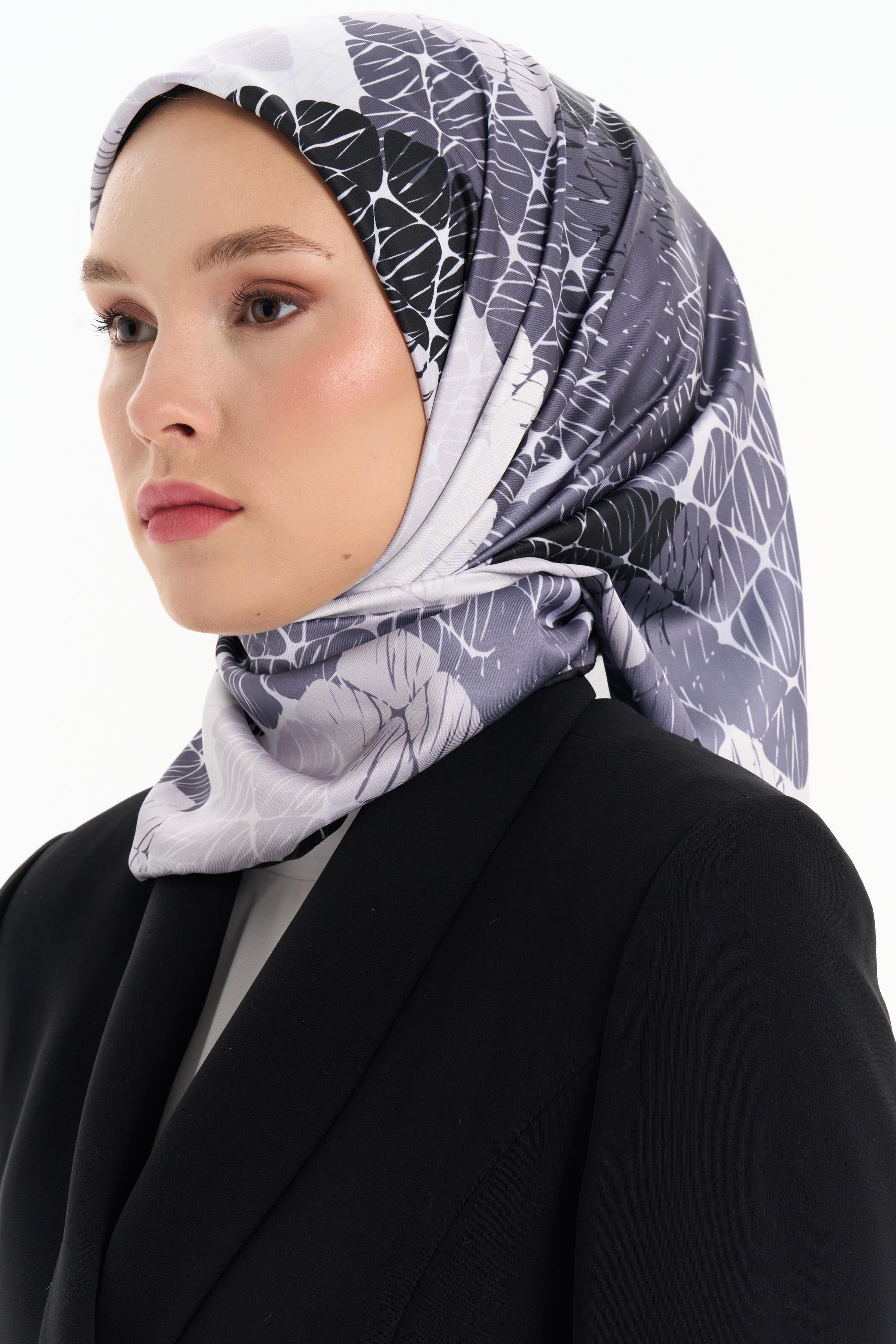 Çizgisel Dama Desenli Stil Eşarp - Siyah TUGBA