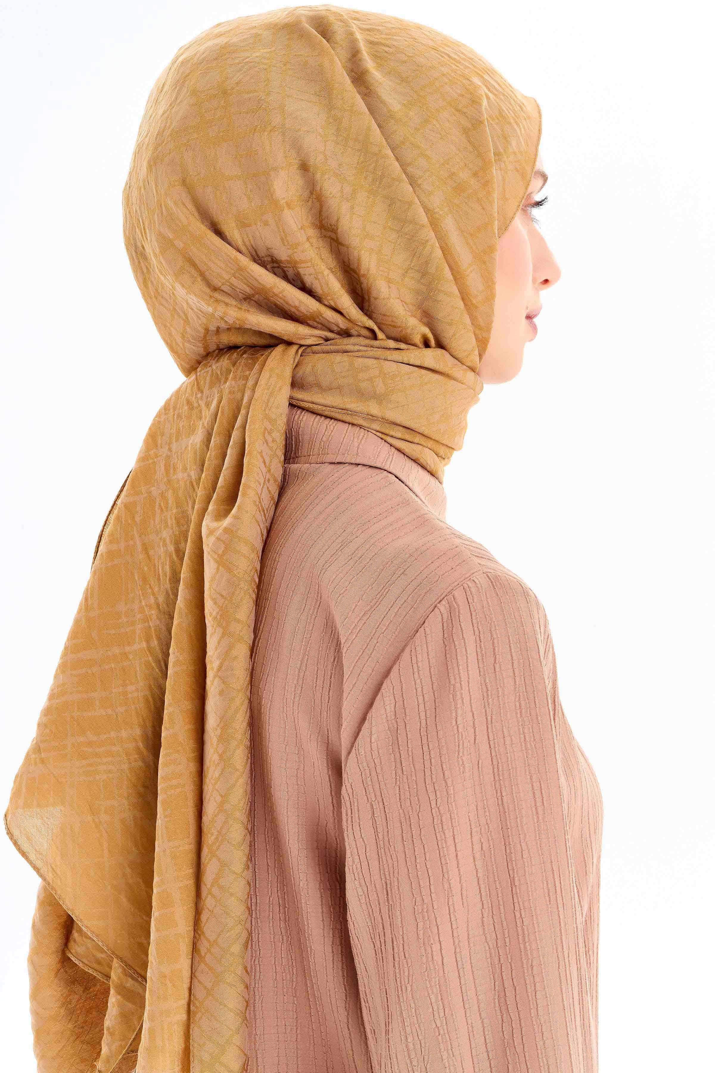 Çizik Desen Viskon Şal - Camel TUGBA