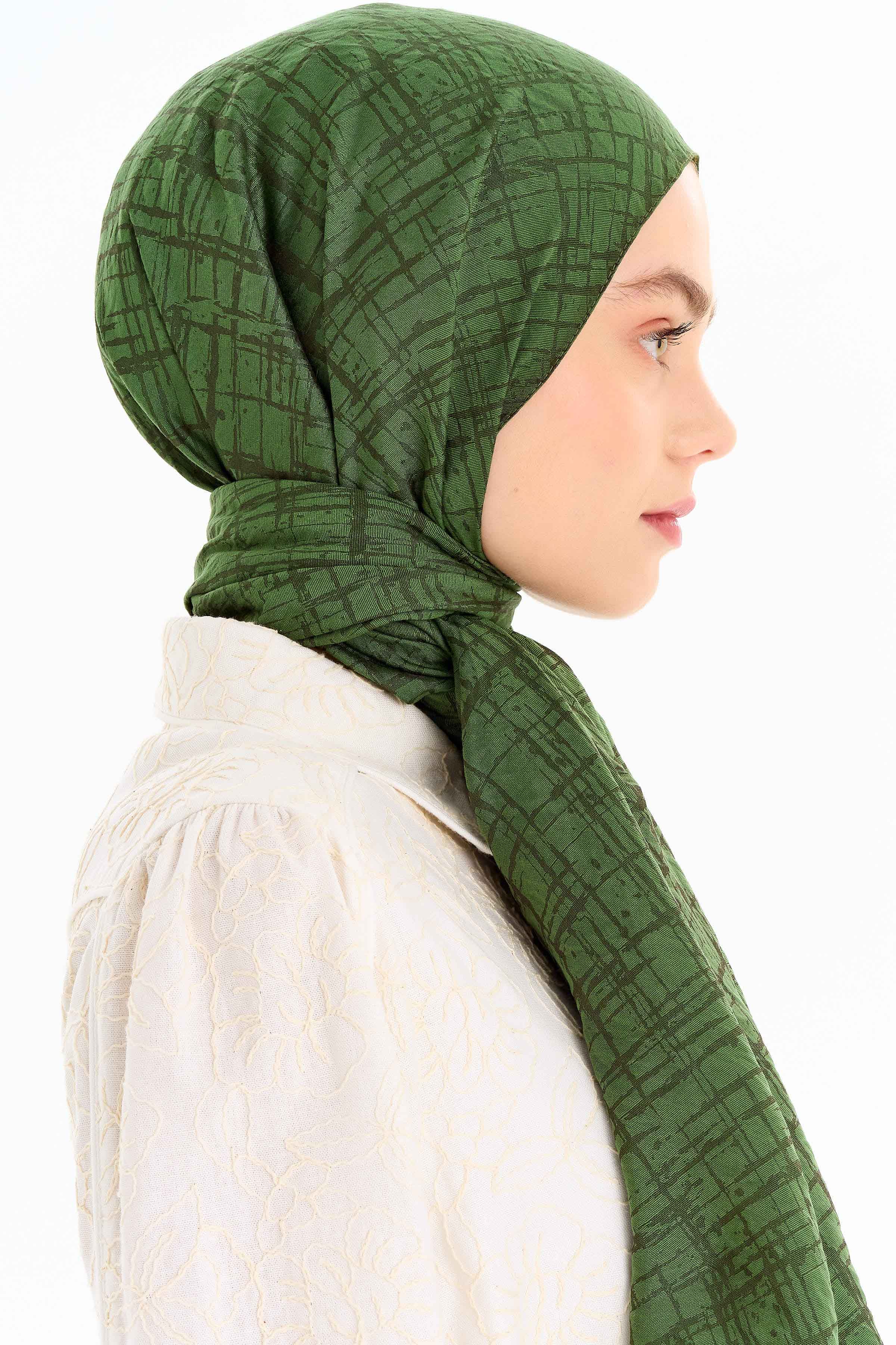 Çizik Desen Viskon Şal - Haki TUGBA