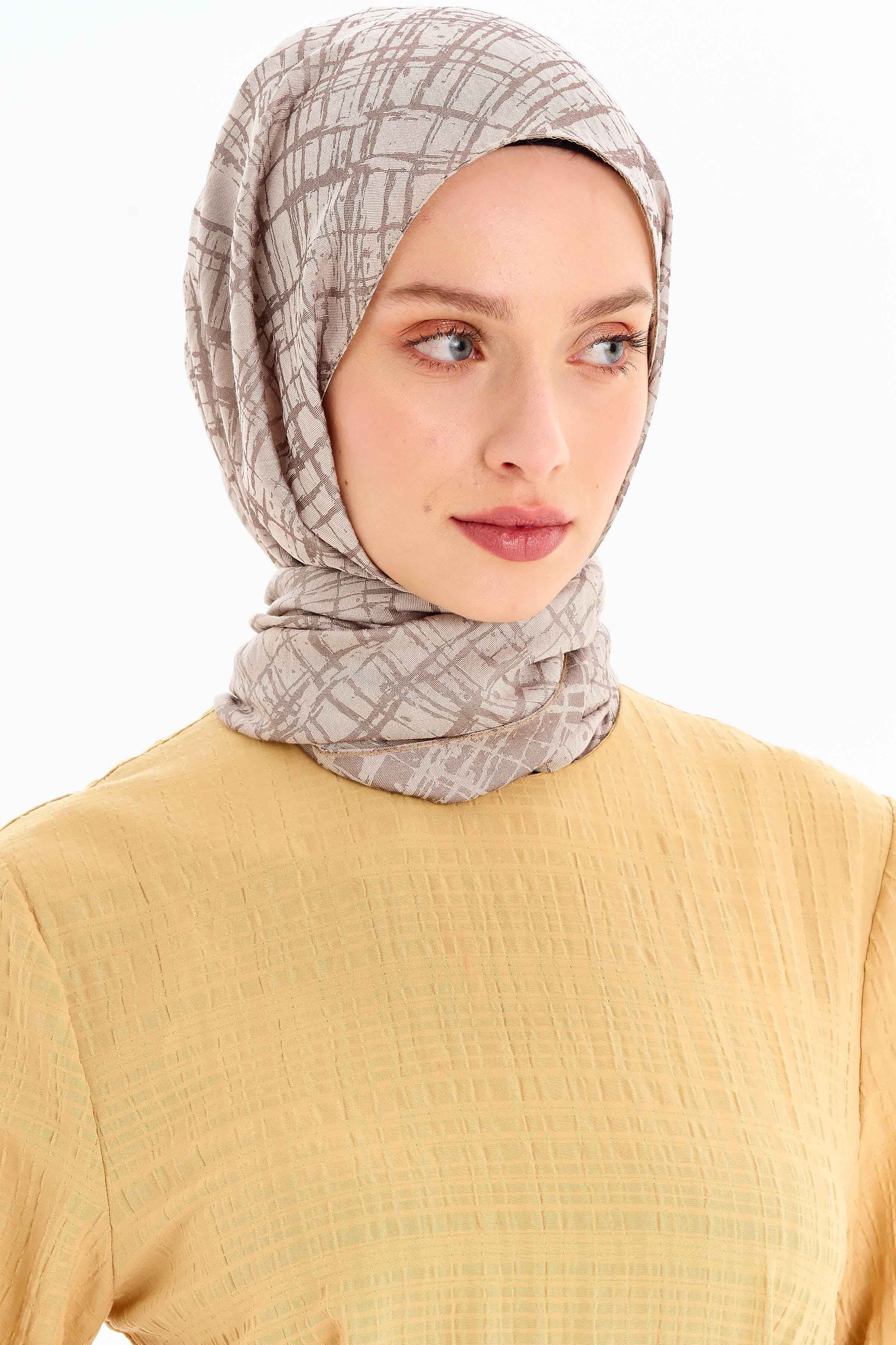 Çizik Desen Viskon Şal - Taş TUGBA