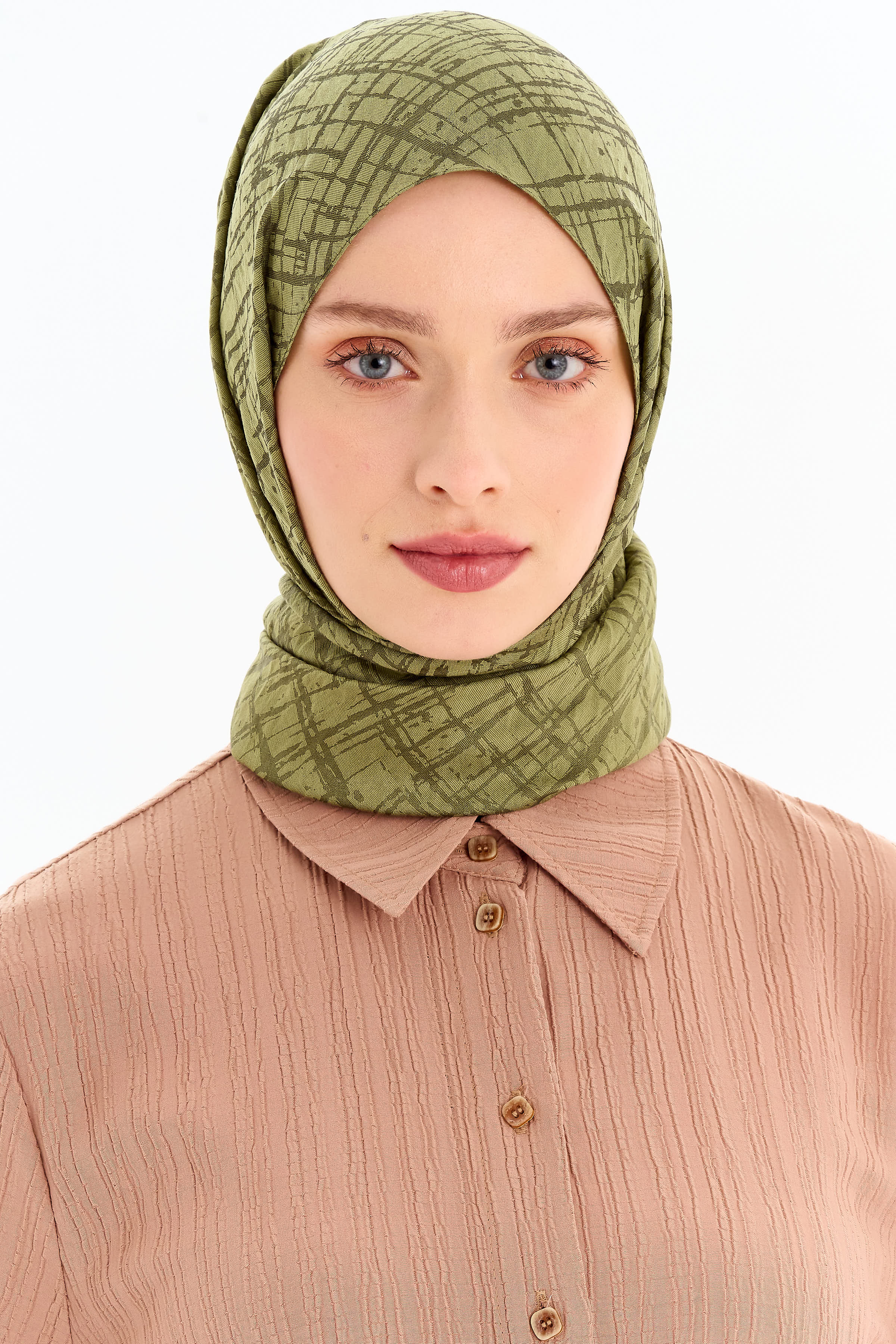 Çizik Desen Viskon Şal - Yeşil TUGBA