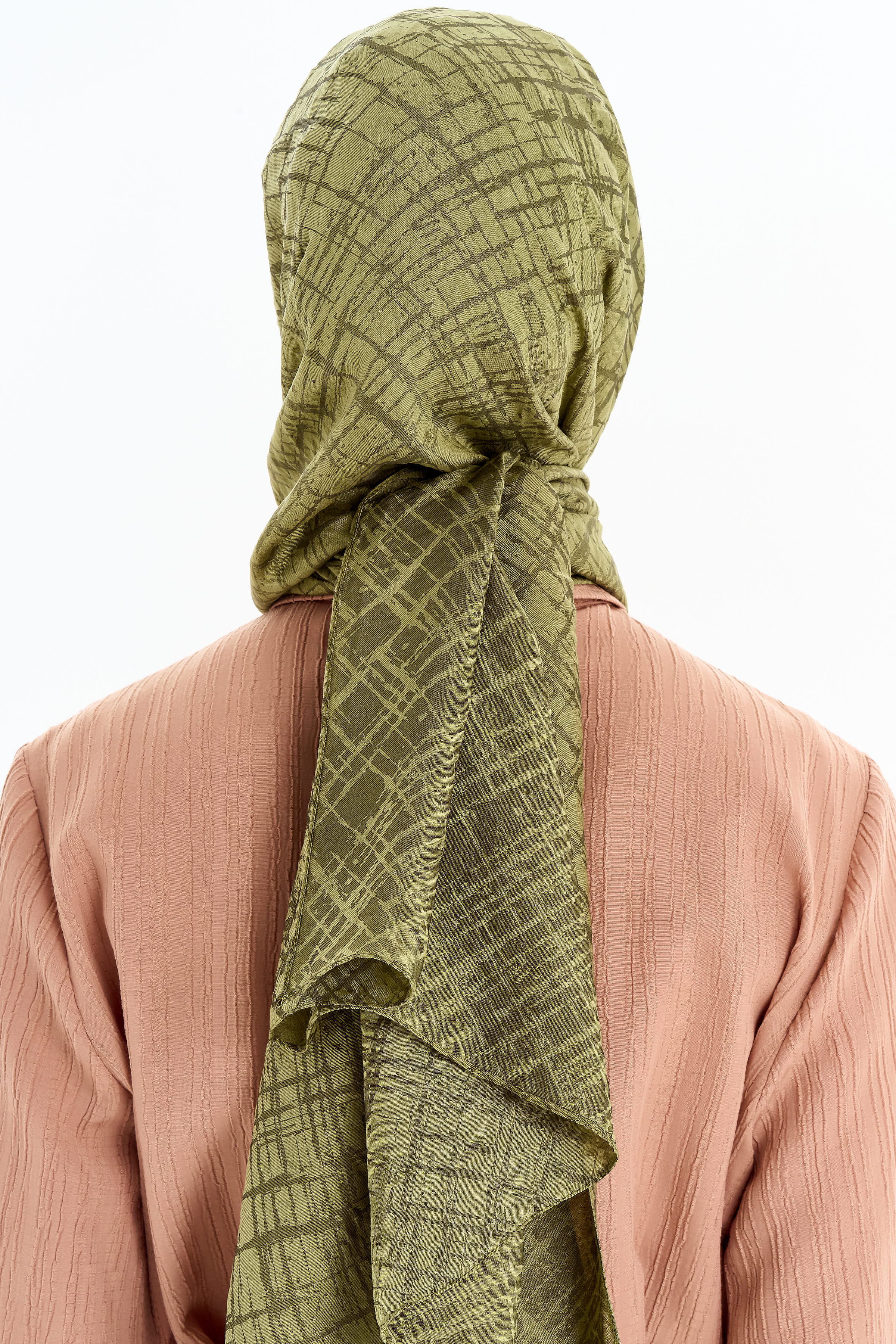 Çizik Desen Viskon Şal - Yeşil TUGBA