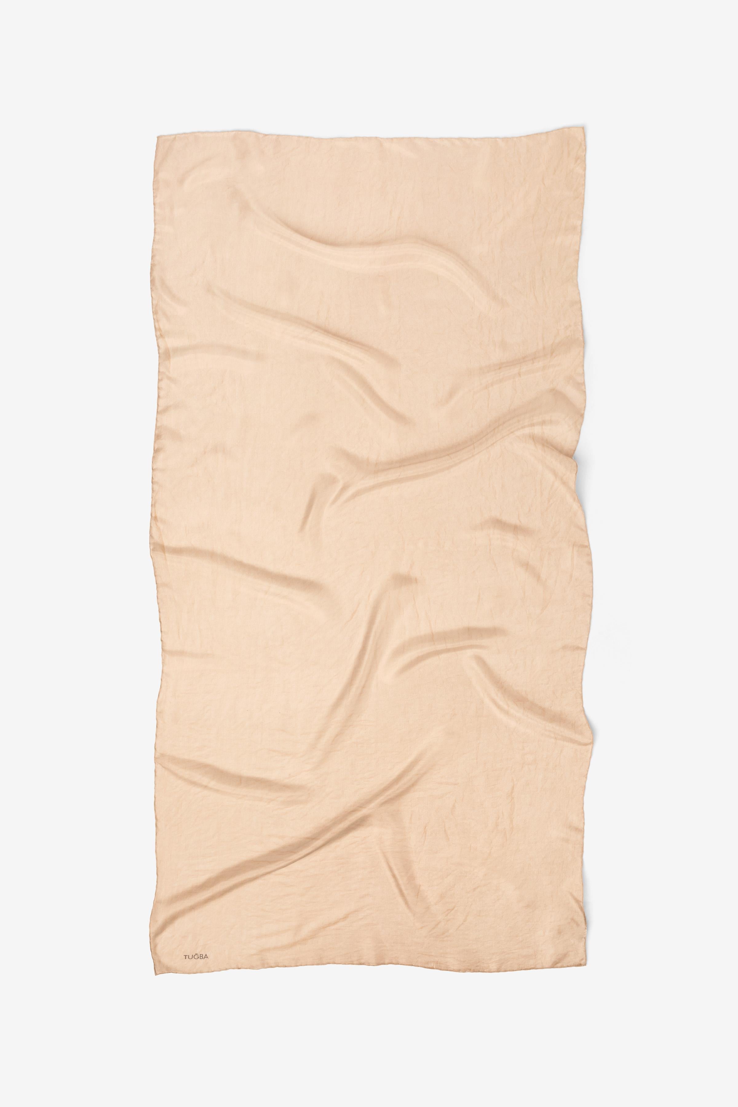 Düz Renk Crush Şal - Bej TUGBA