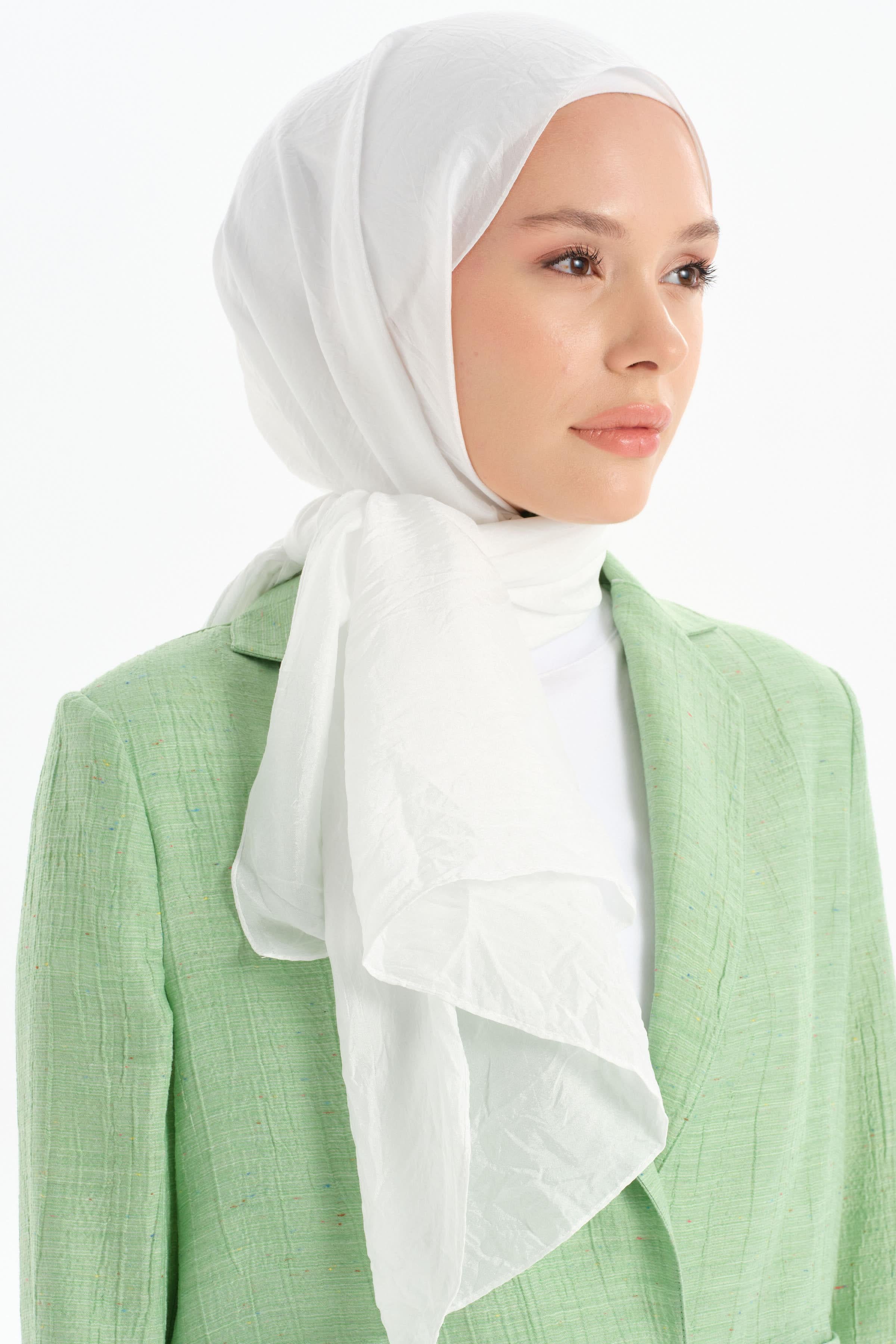 Düz Renk Crush Şal - Ekru TUGBA