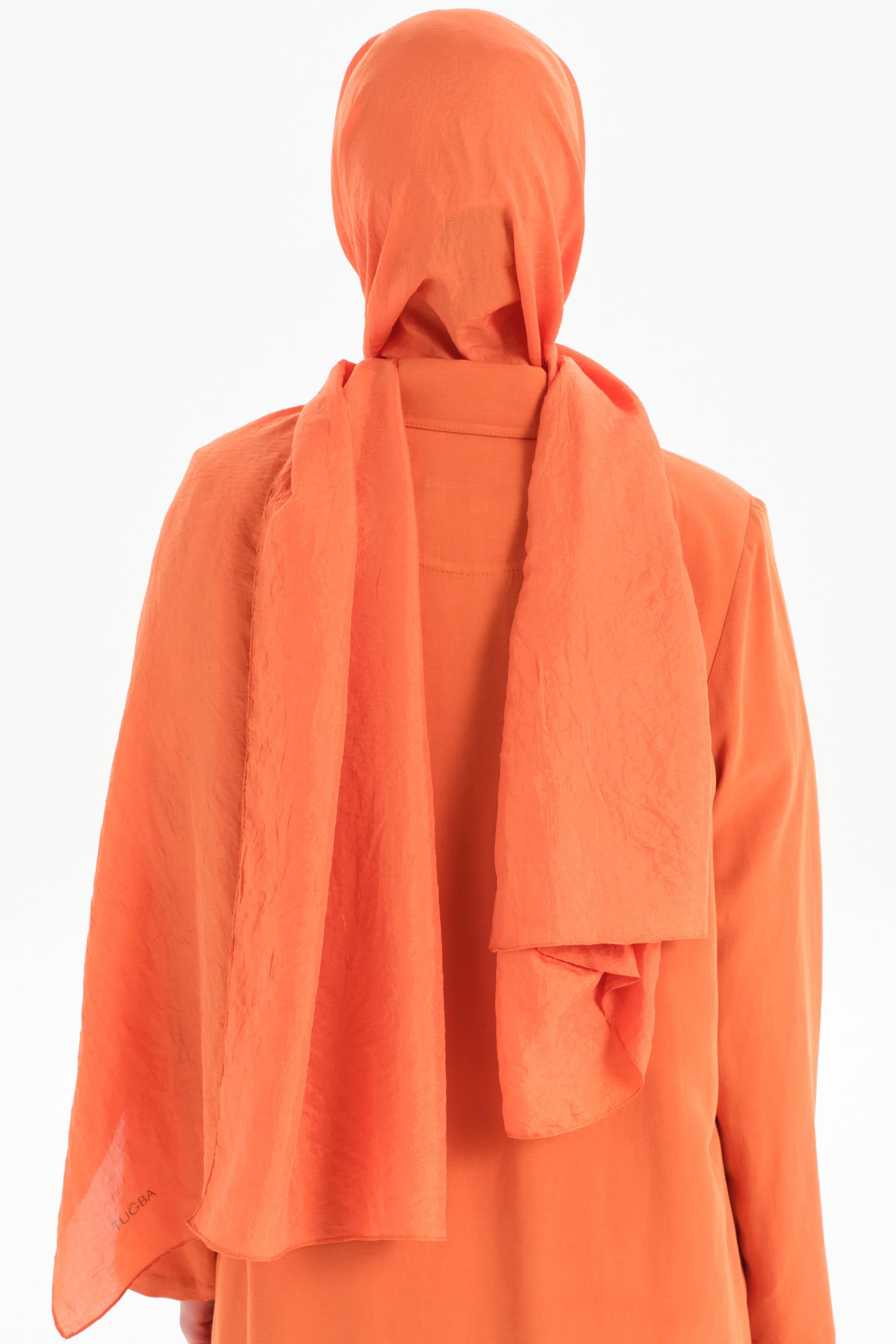 Düz Renk Crush Şal - Kiremit TUGBA