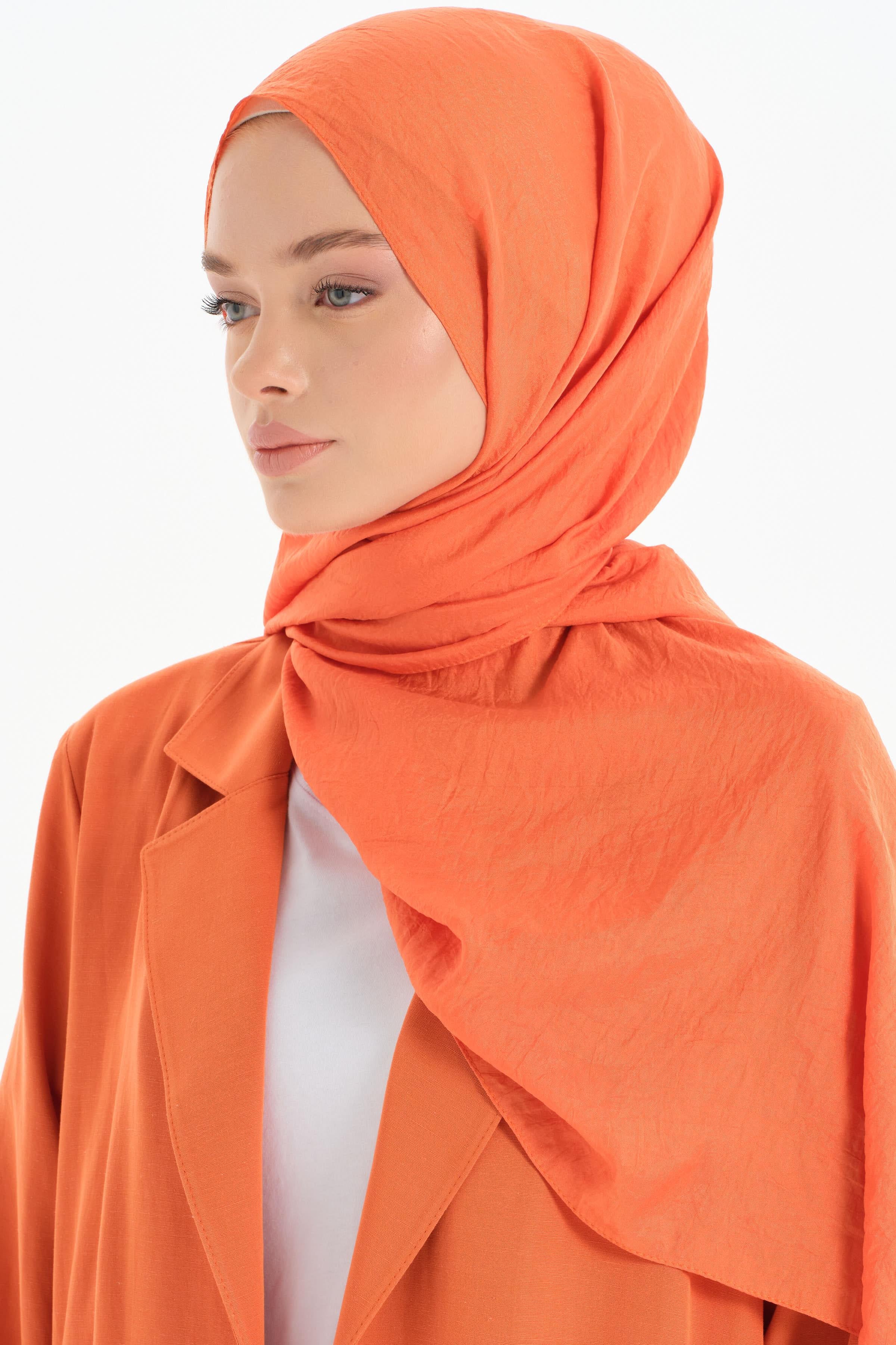 Düz Renk Crush Şal - Kiremit TUGBA