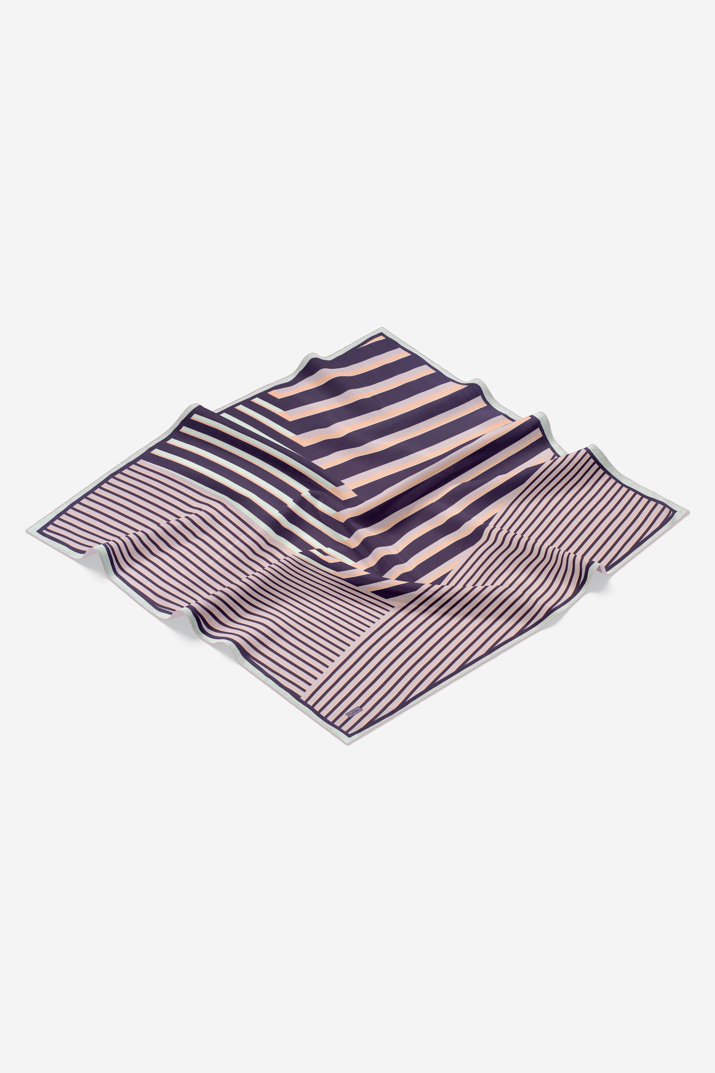 Çubuk Desenli Twill İpek Eşarp - Lila TUGBA