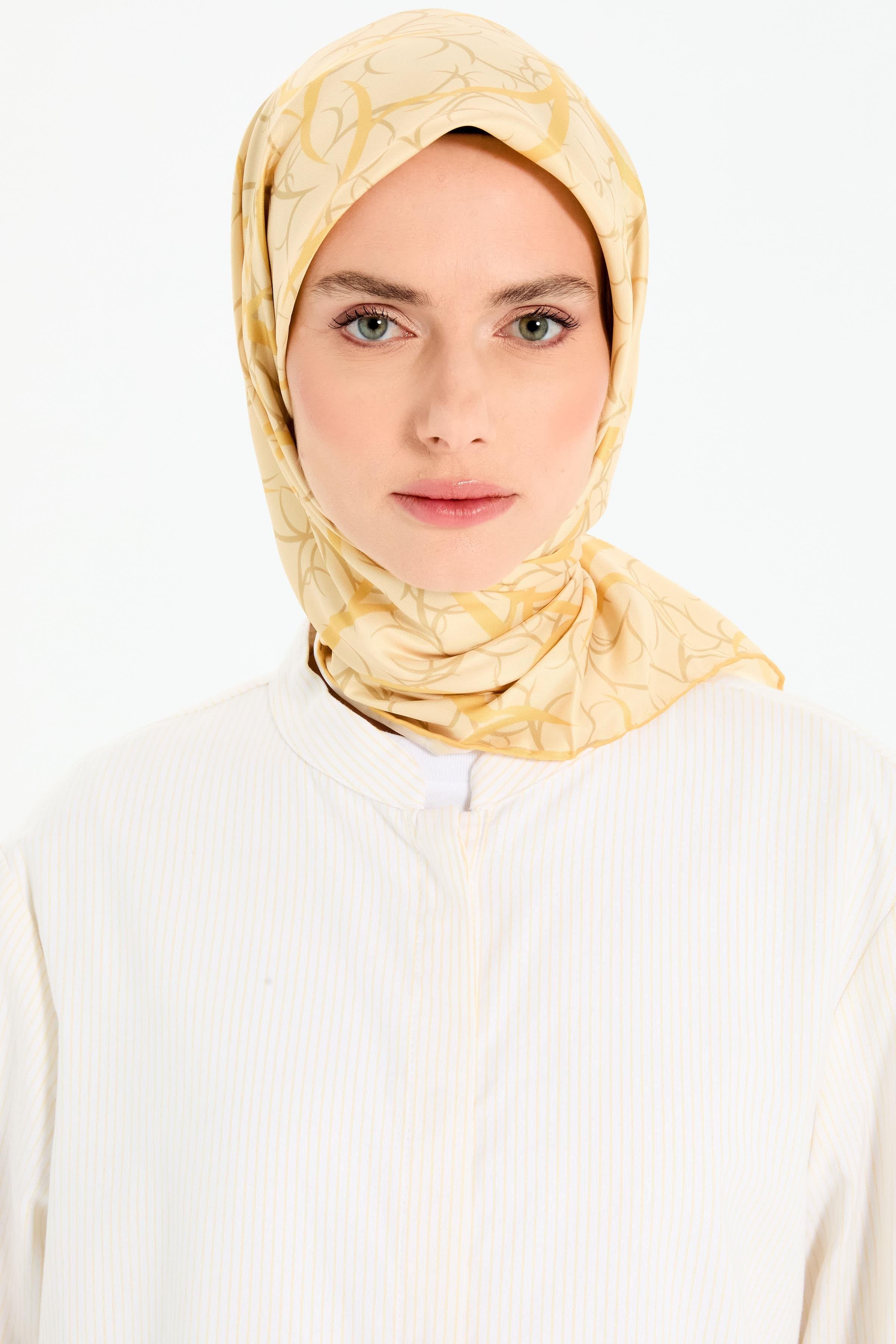 Dairesel Çizgi Desenli Stil Eşarp - Bal TUGBA