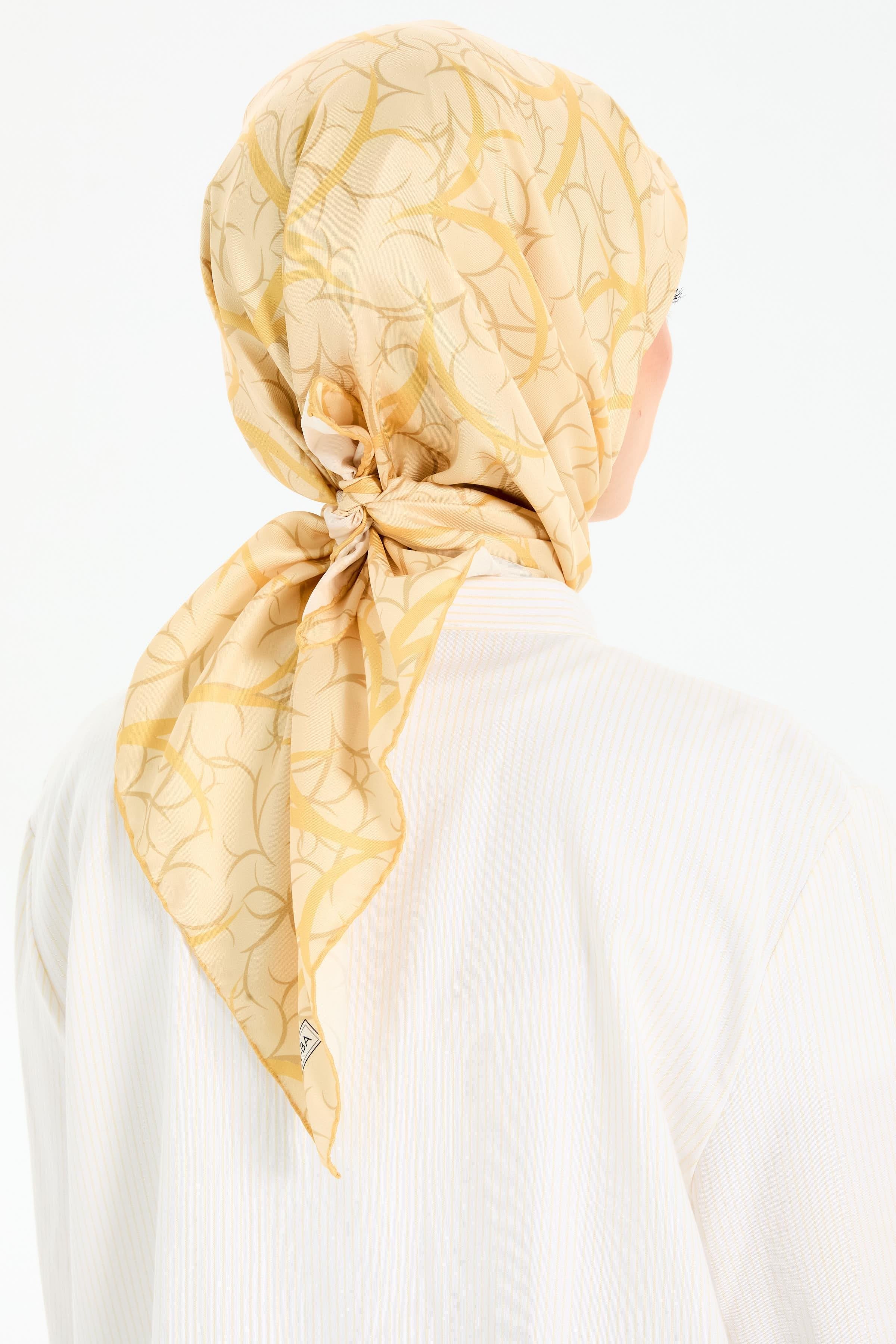 Dairesel Çizgi Desenli Stil Eşarp - Bal TUGBA