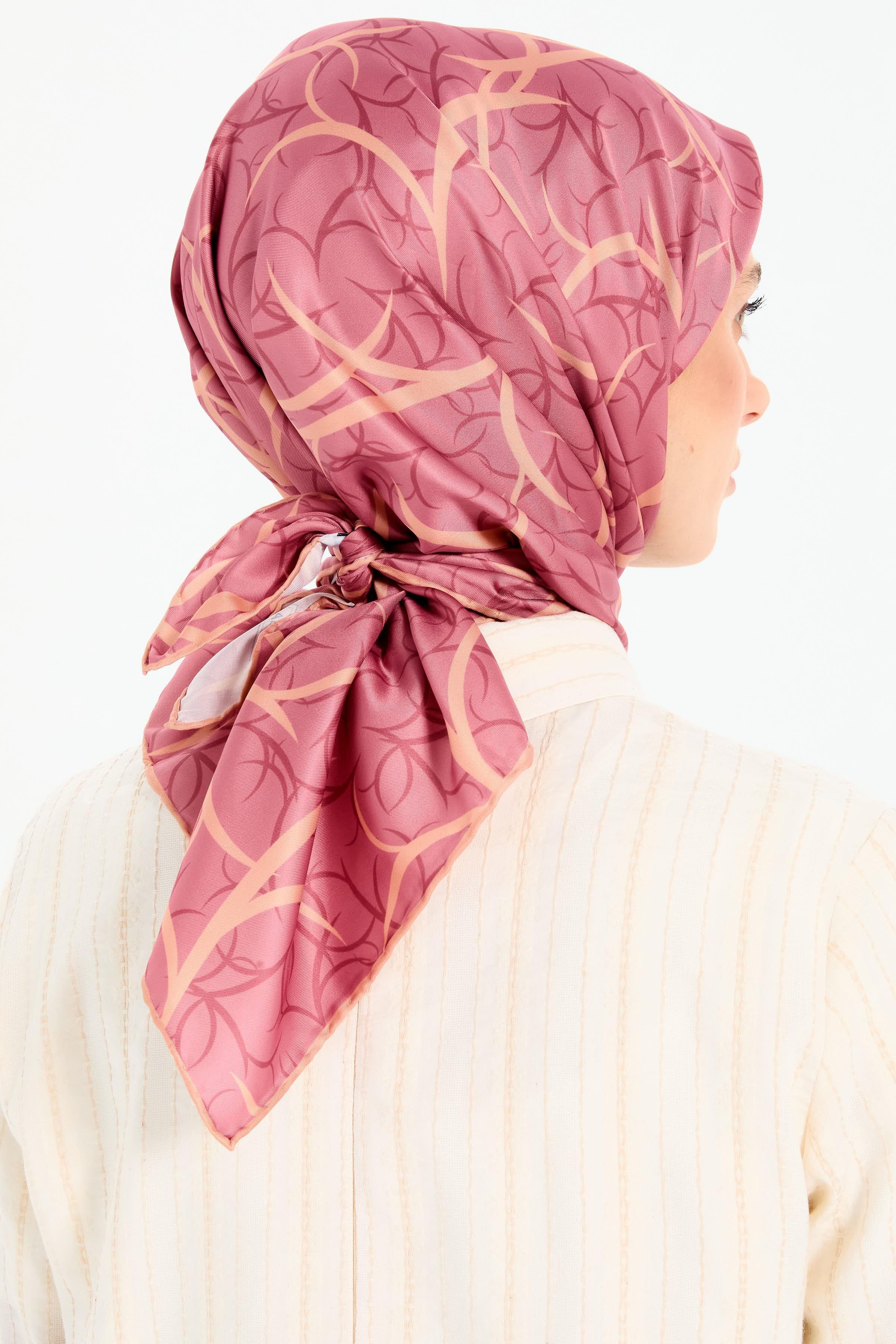 Dairesel Çizgi Desenli Stil Eşarp - Gül Kurusu TUGBA