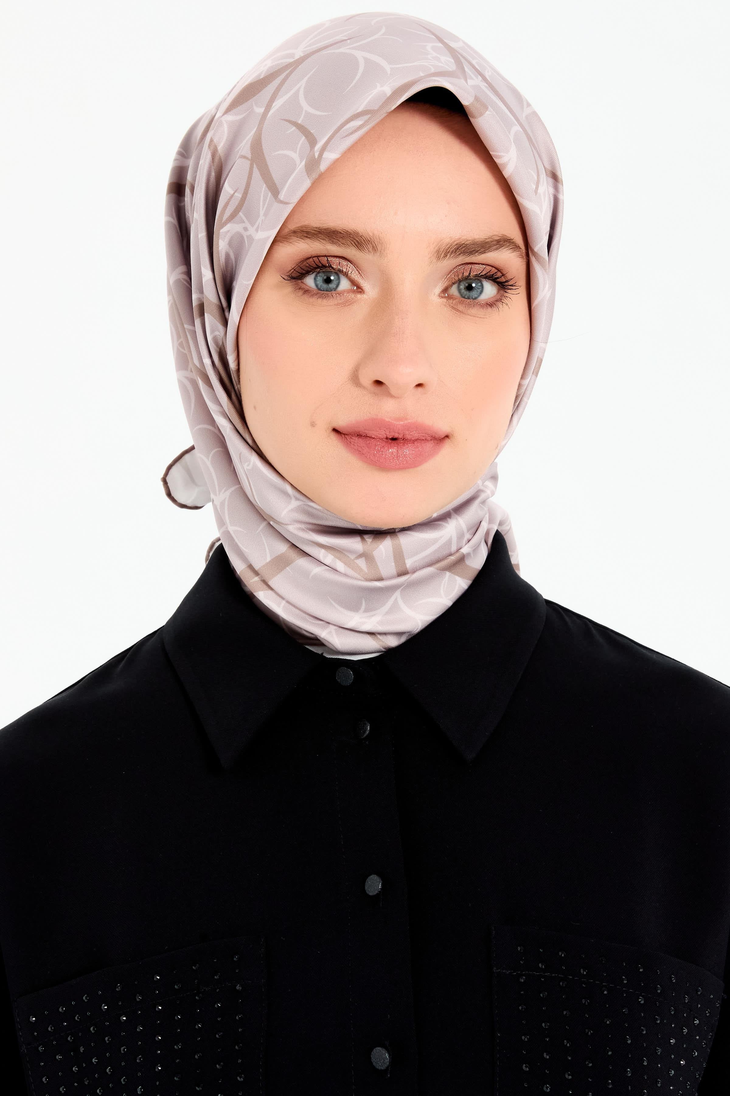 Dairesel Çizgi Desenli Stil Eşarp - Vizon TUGBA