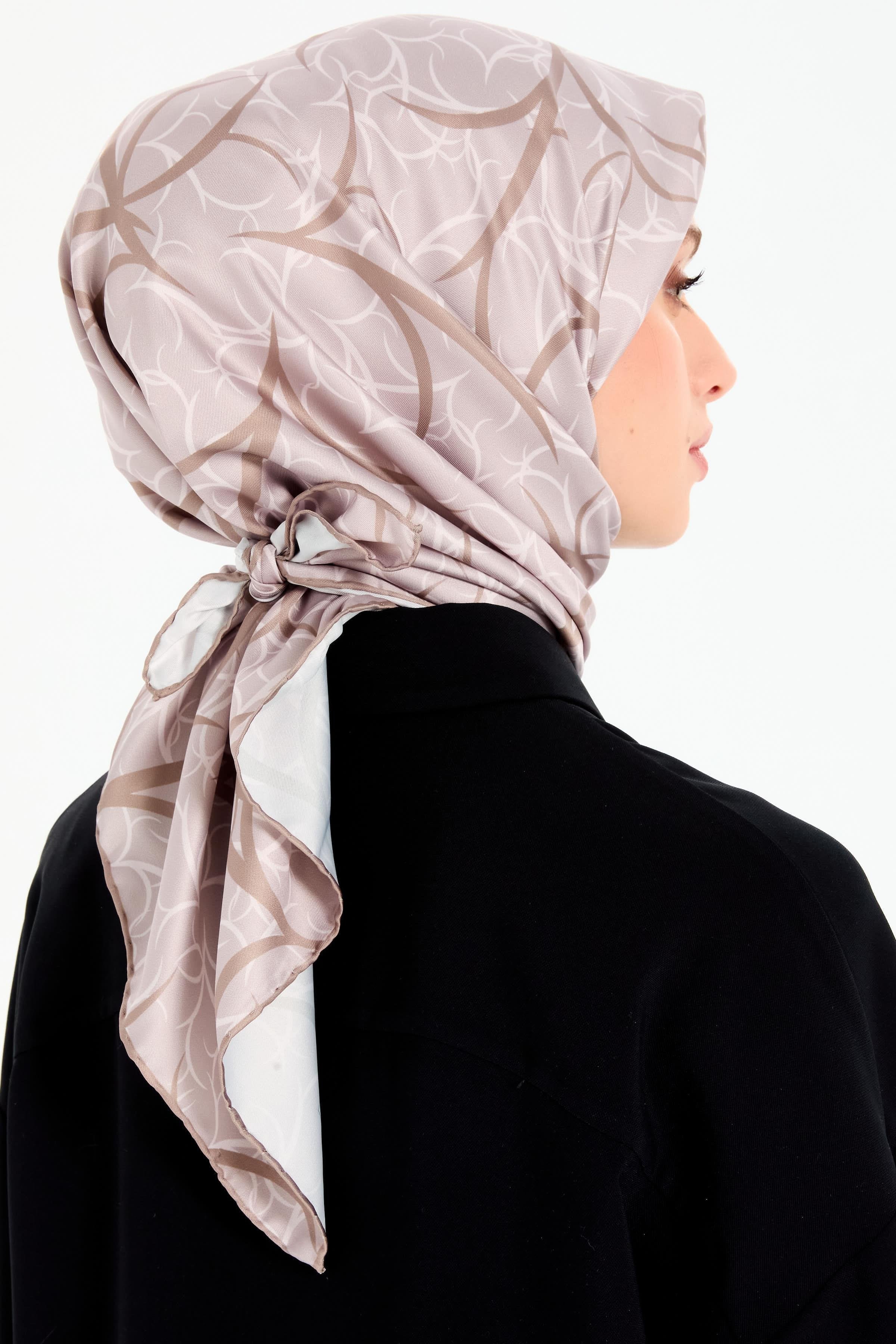 Dairesel Çizgi Desenli Stil Eşarp - Vizon TUGBA