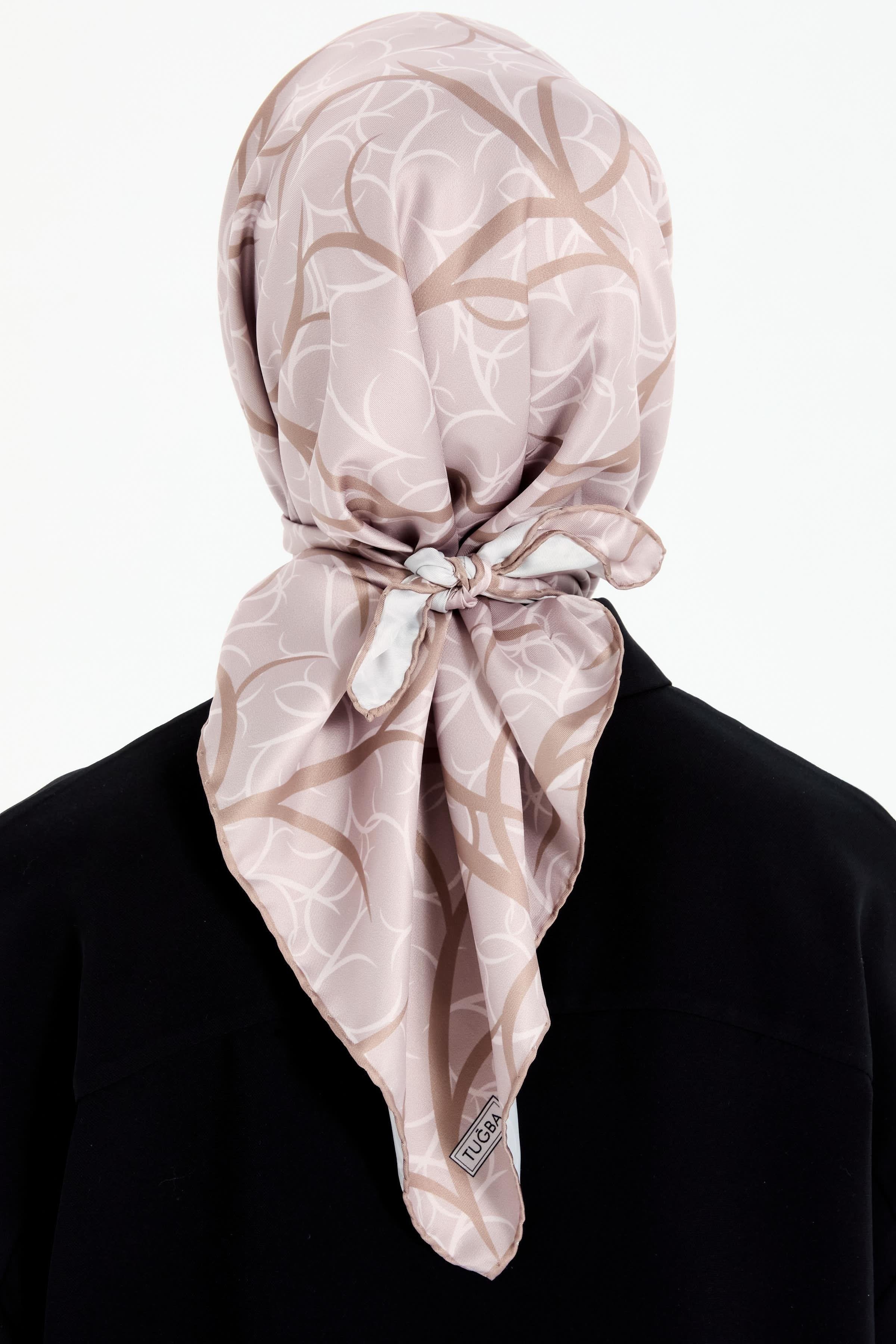 Dairesel Çizgi Desenli Stil Eşarp - Vizon TUGBA