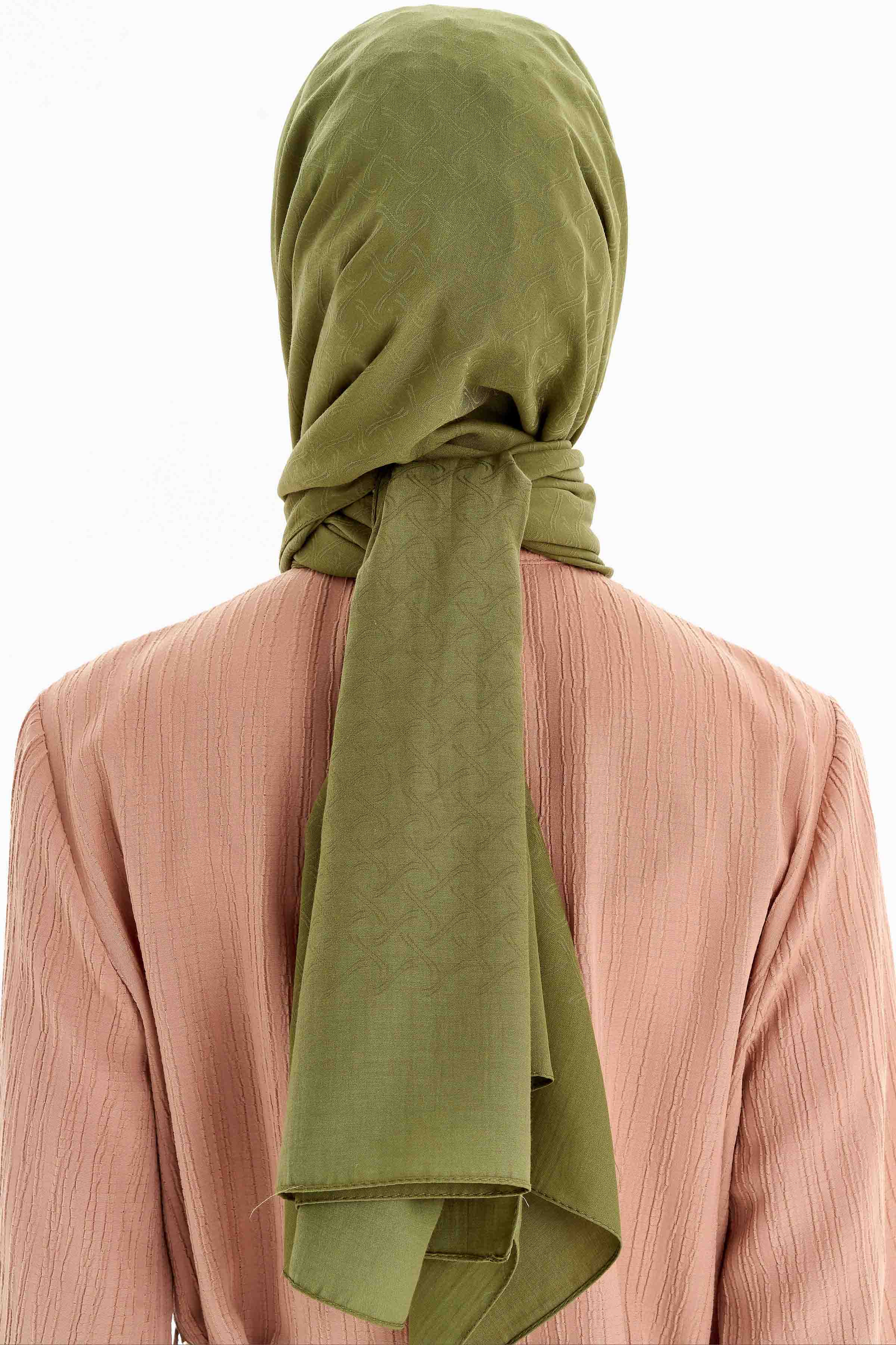 Dairesel Desen Pamuk Şal - Haki TUGBA