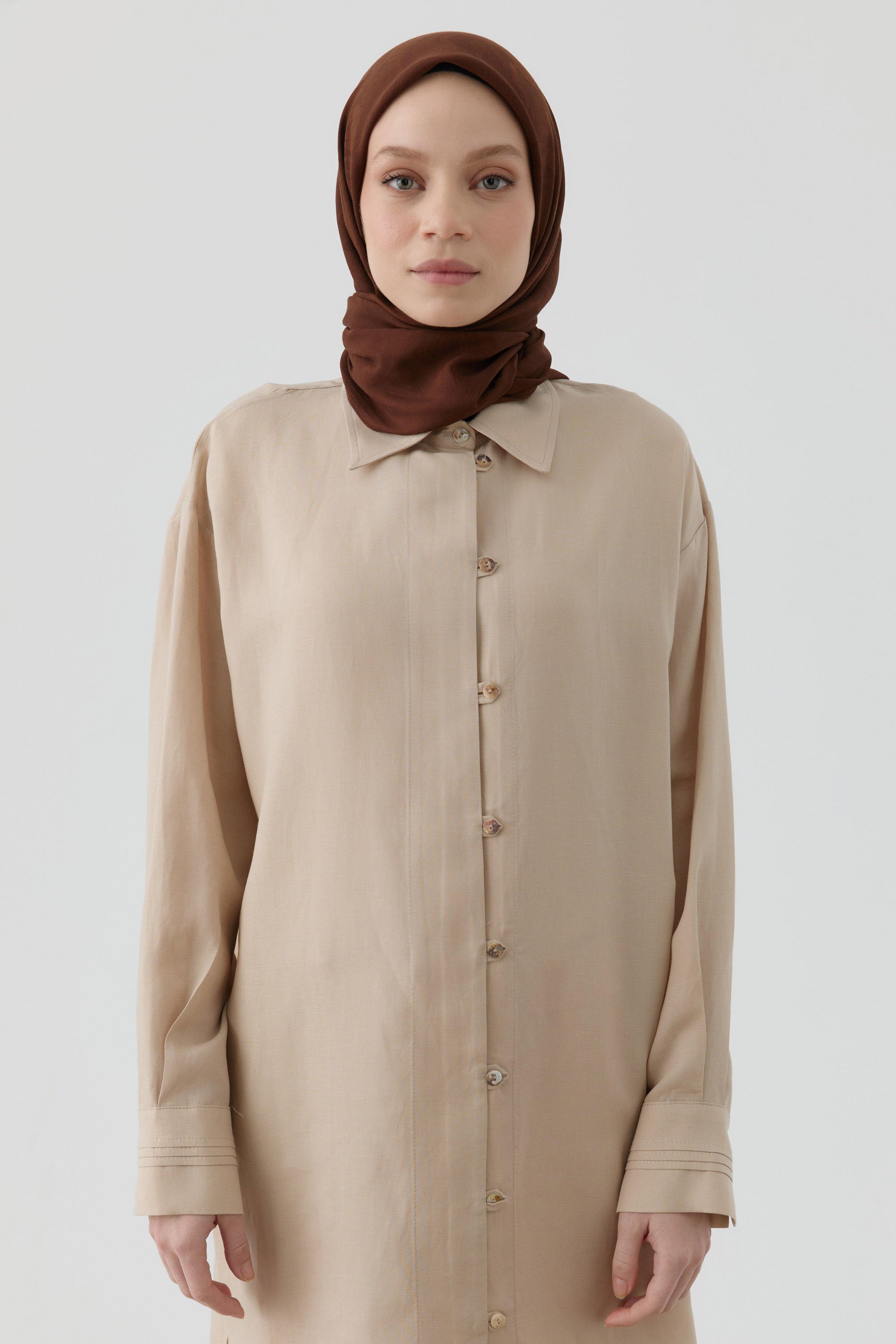 Dalga Desen Stil Eşarp - Kahve TUGBA