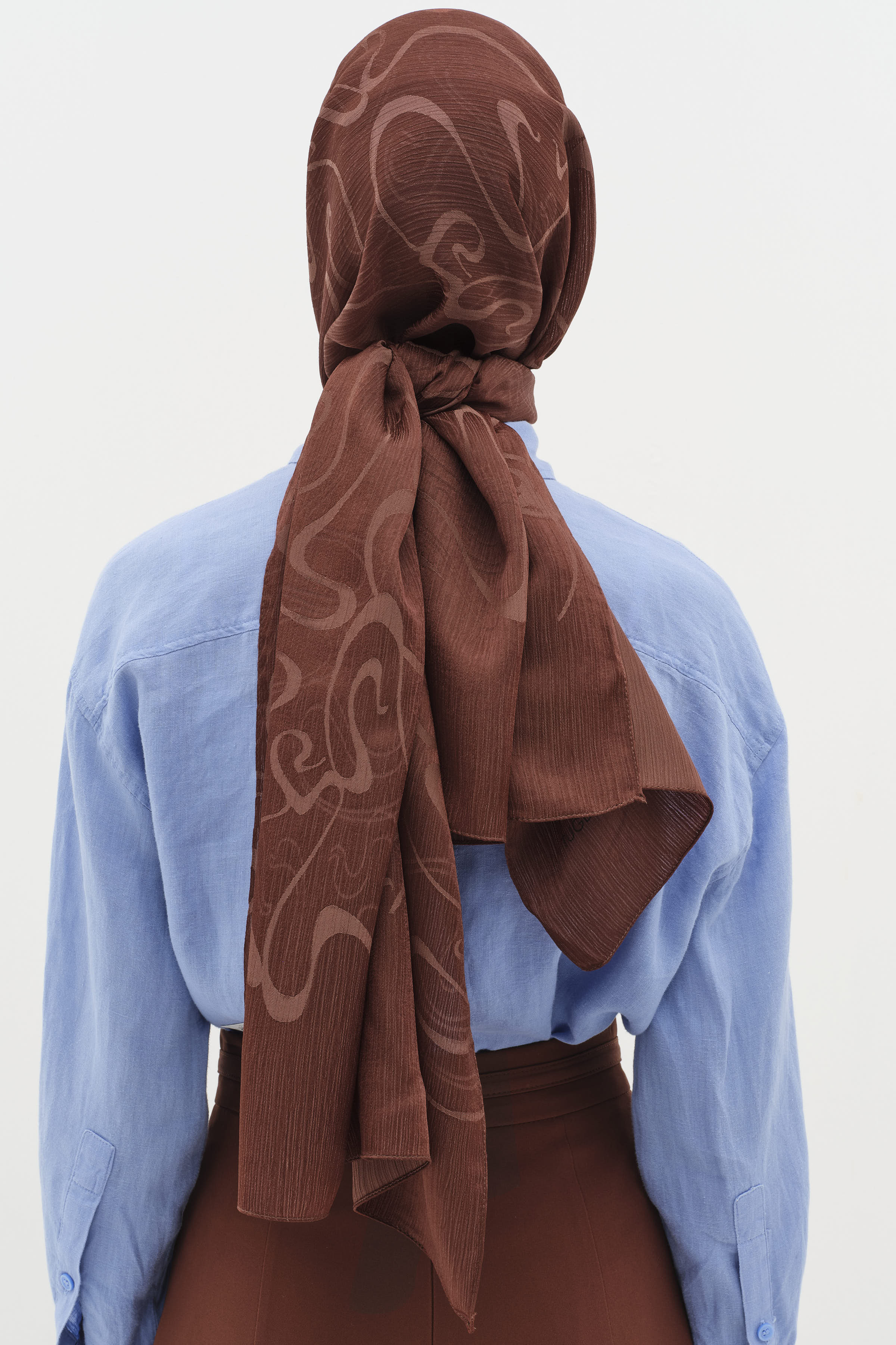 Dalga Desenli Floş Şal - Bakır TUĞBA