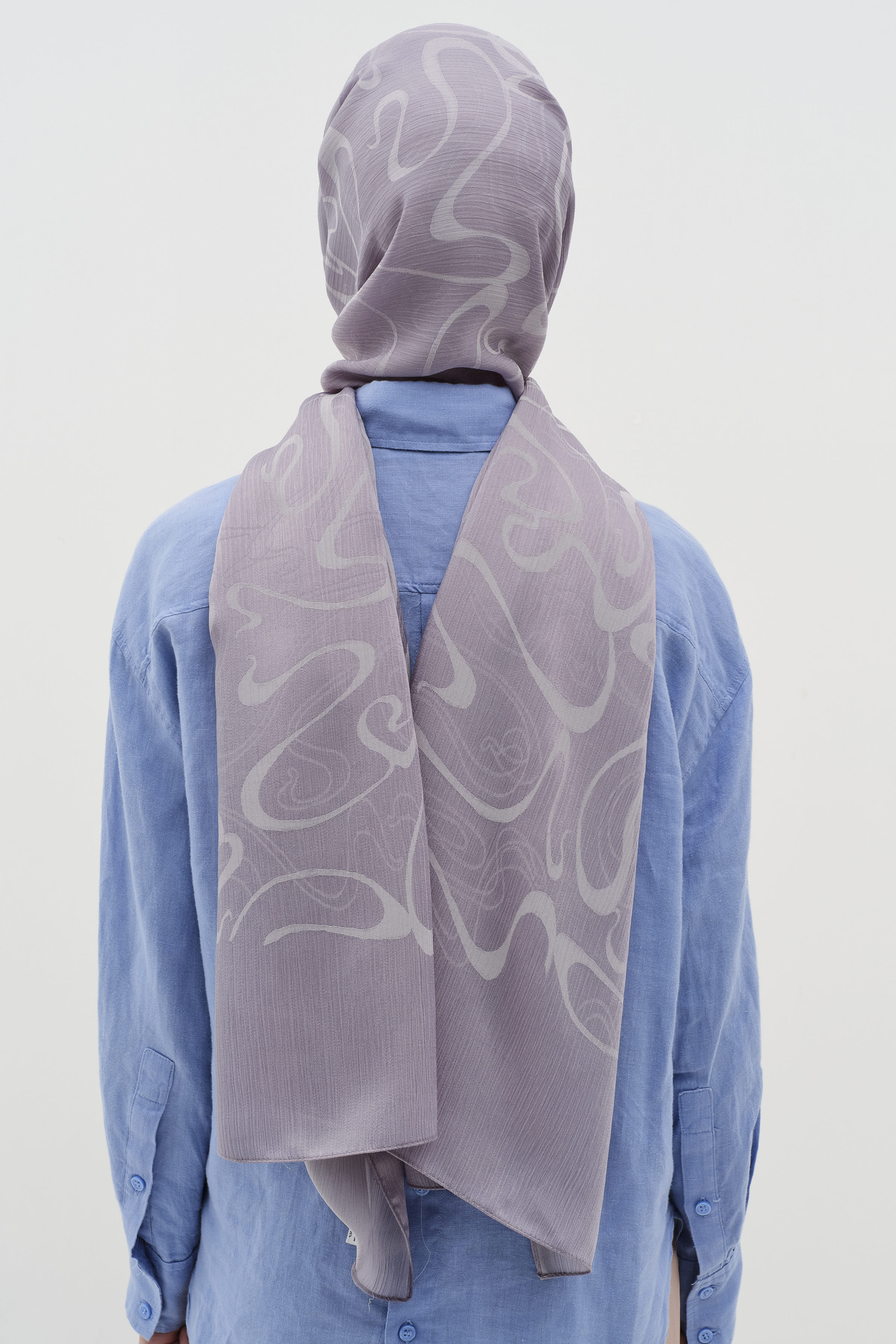 Dalga Desenli Floş Şal - Gri TUĞBA