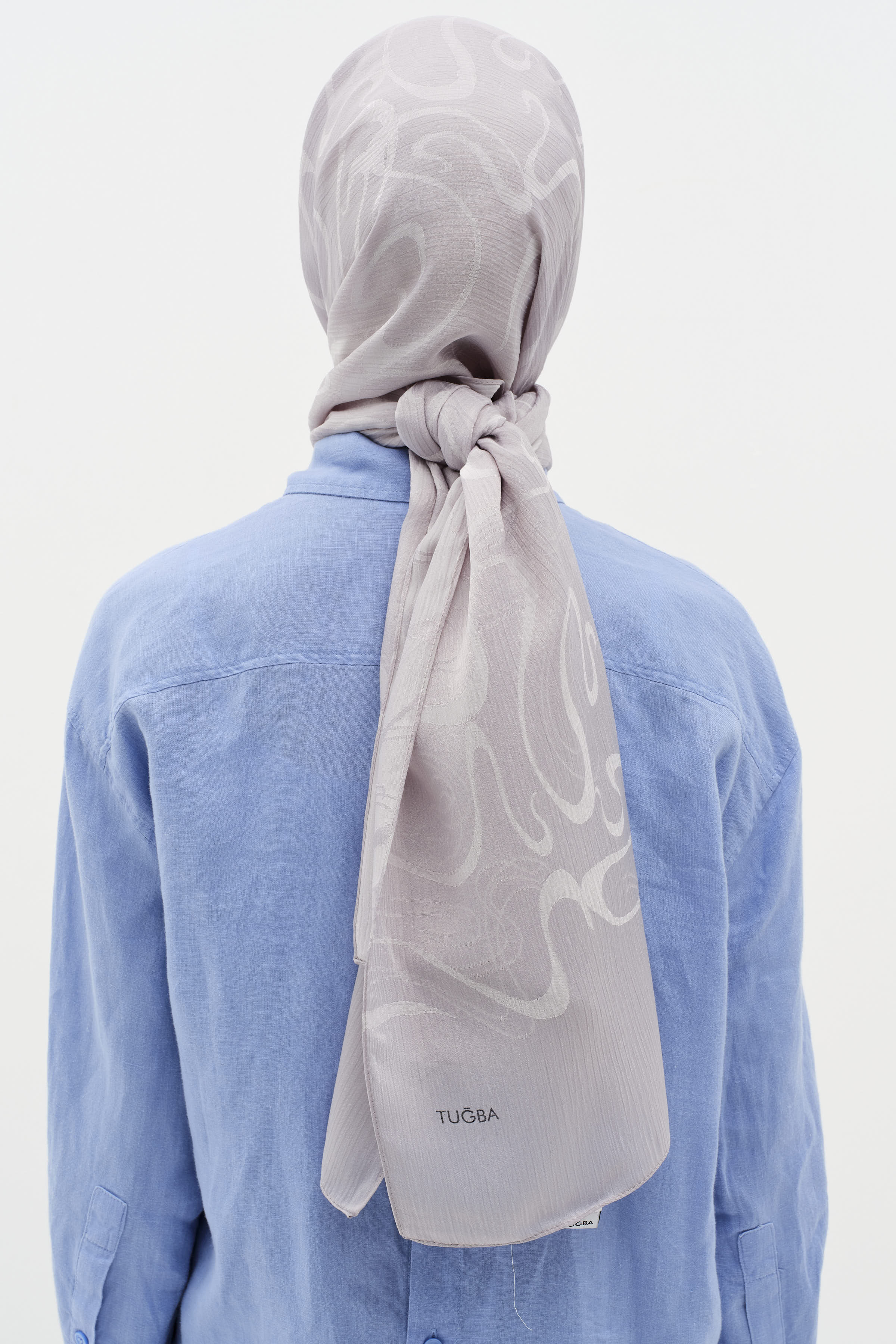 Dalga Desenli Floş Şal - Gümüş TUGBA