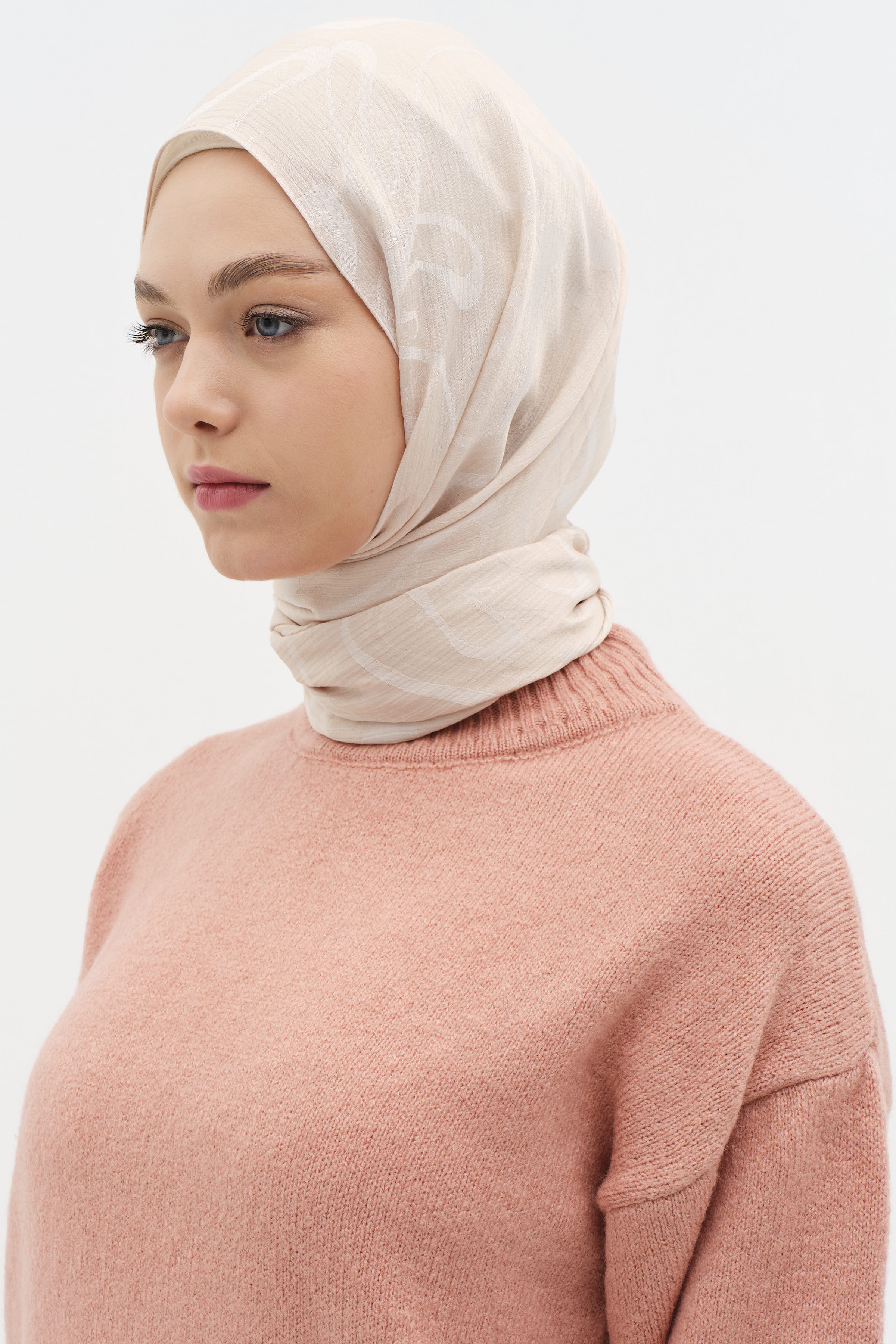 Dalga Desenli Floş Şal - Taş TUGBA