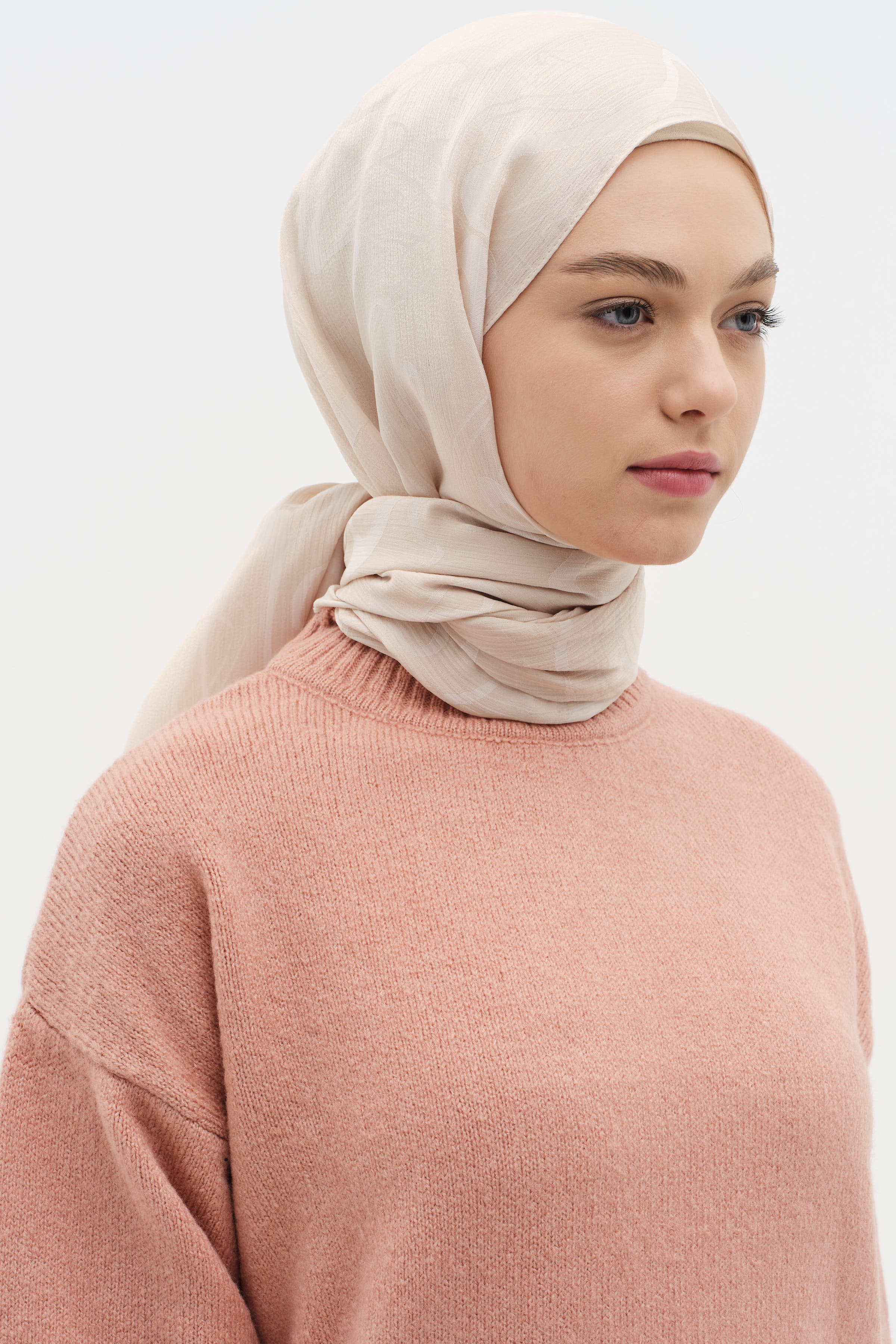 Dalga Desenli Floş Şal - Taş TUGBA