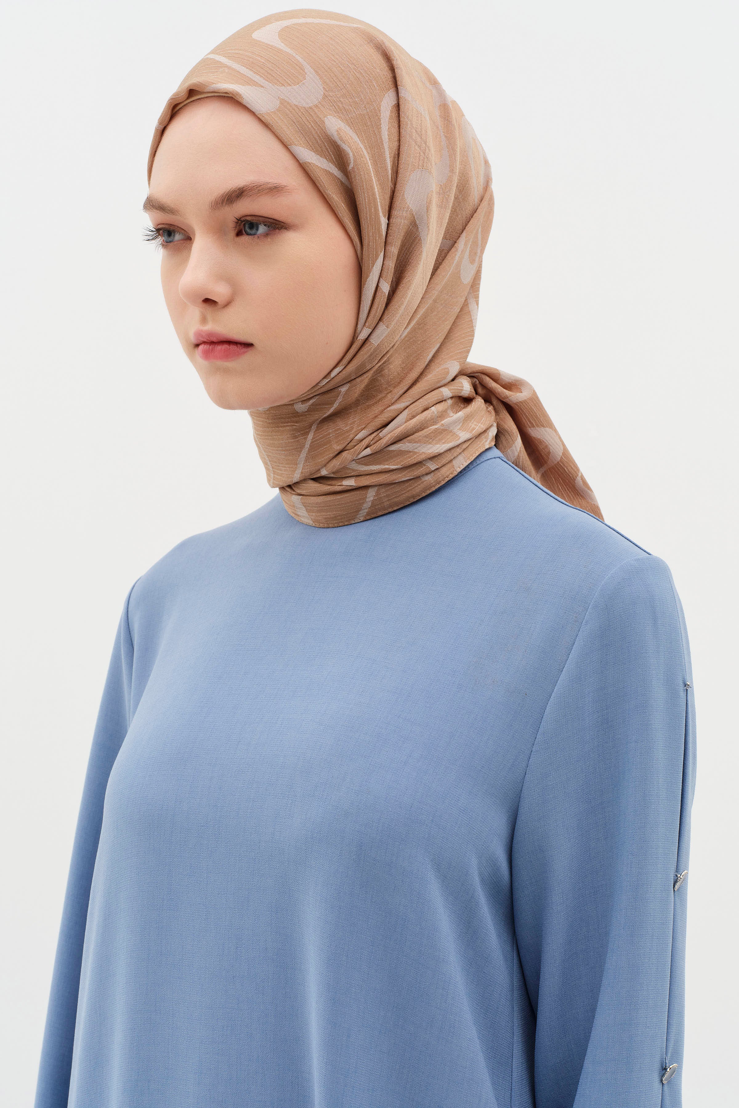 Dalga Desenli Floş Şal - Vizon TUĞBA