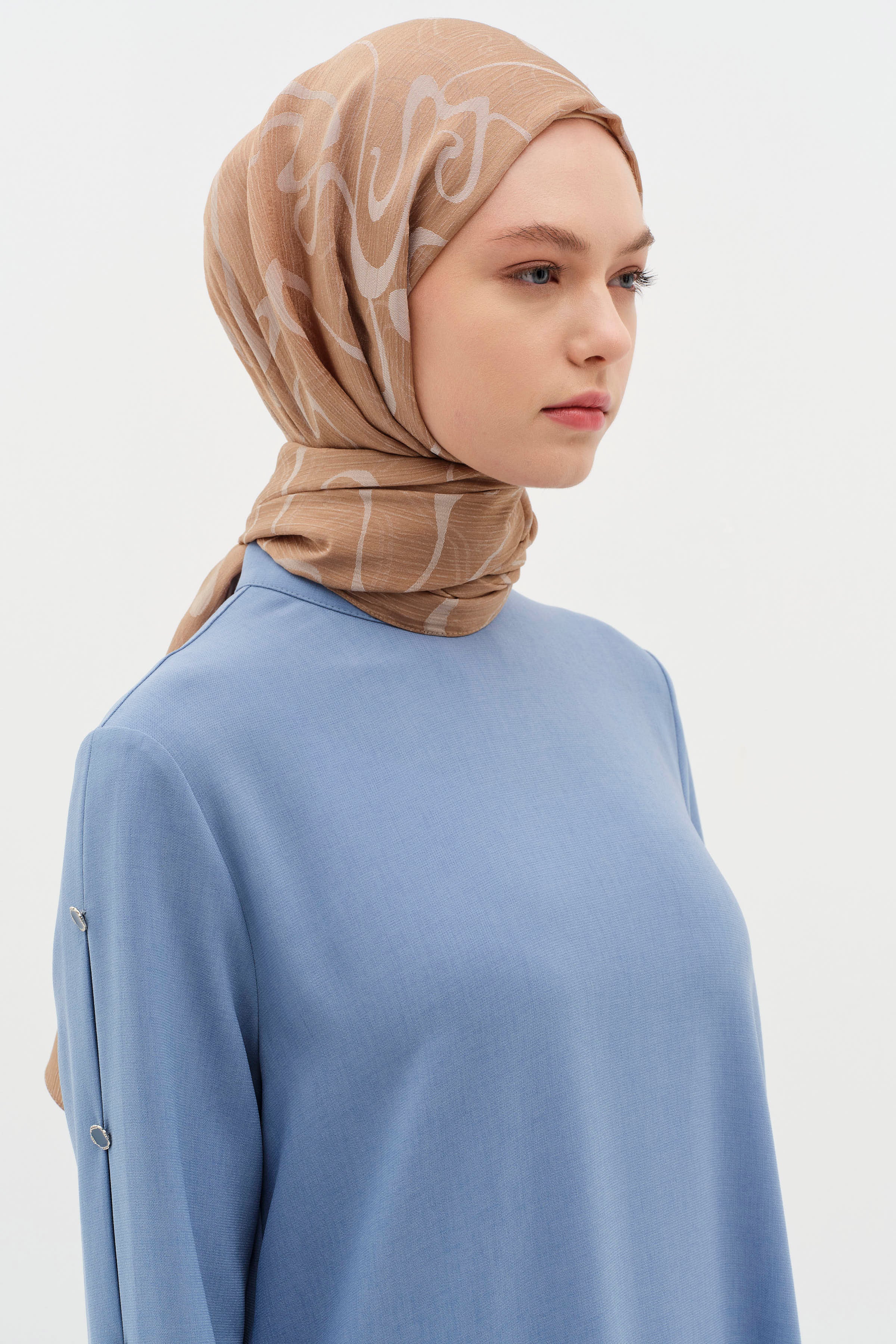 Dalga Desenli Floş Şal - Vizon TUĞBA