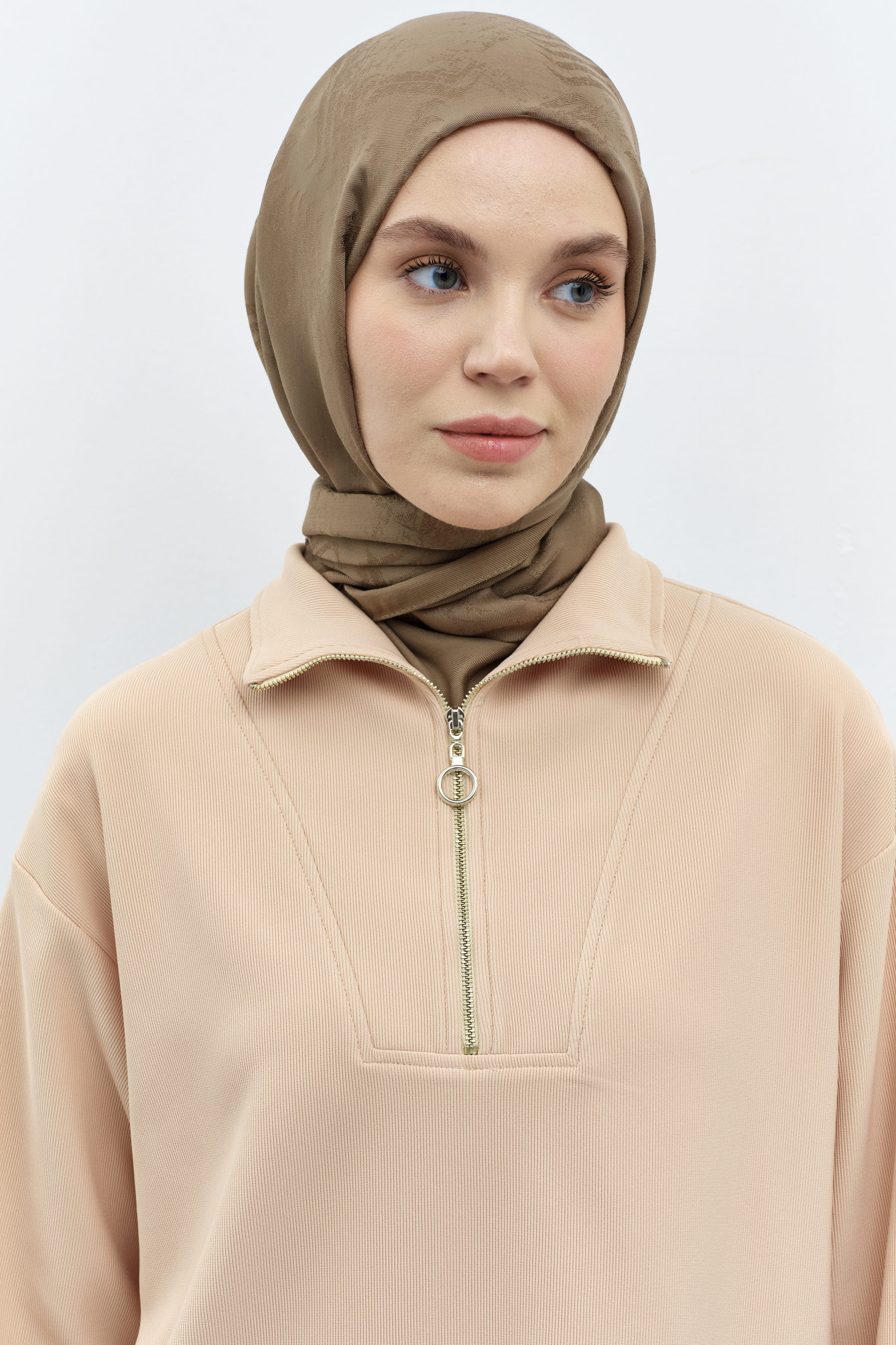 Dalga Desenli Şal - Açık Kahve TUGBA