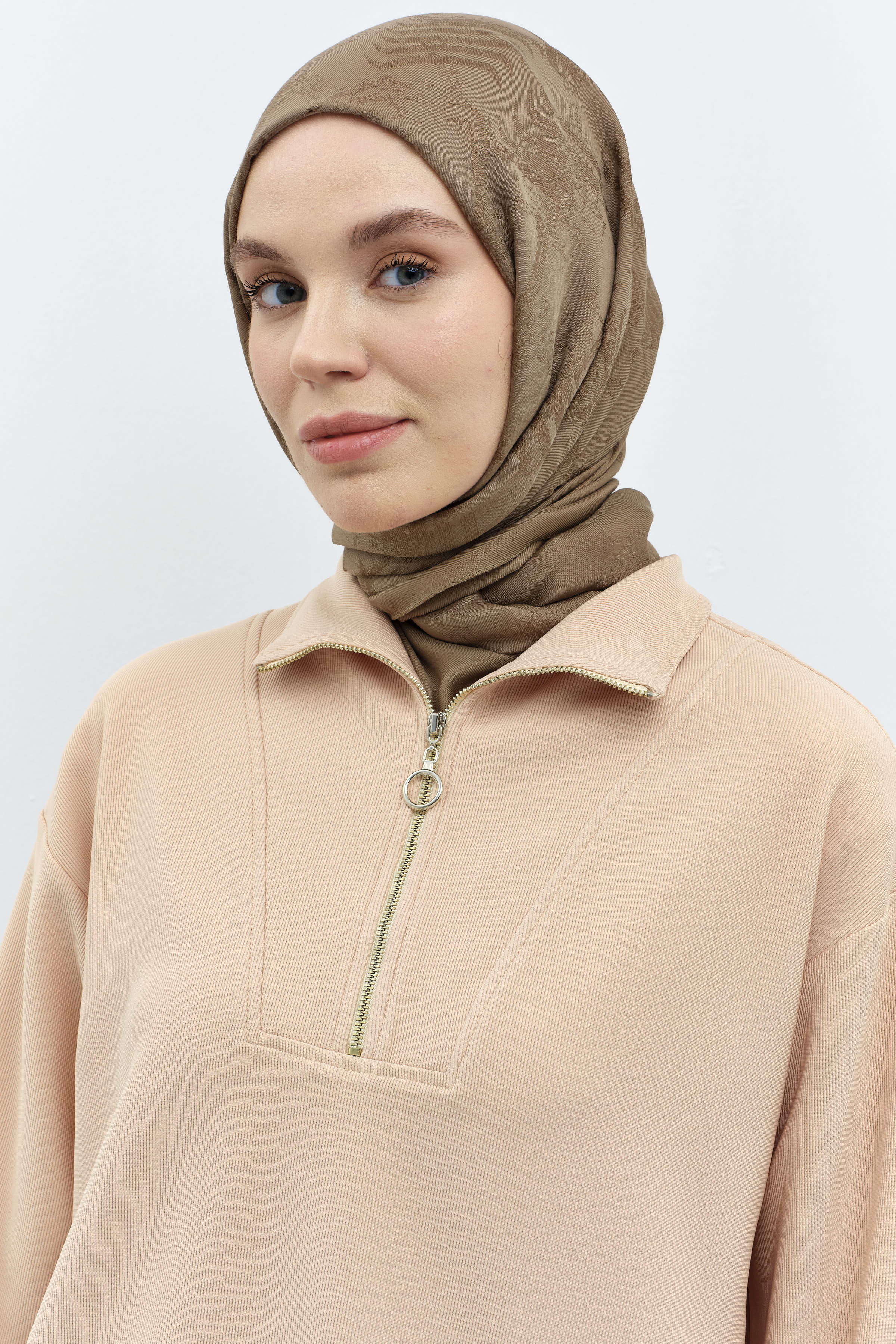 Dalga Desenli Şal - Açık Kahve TUGBA