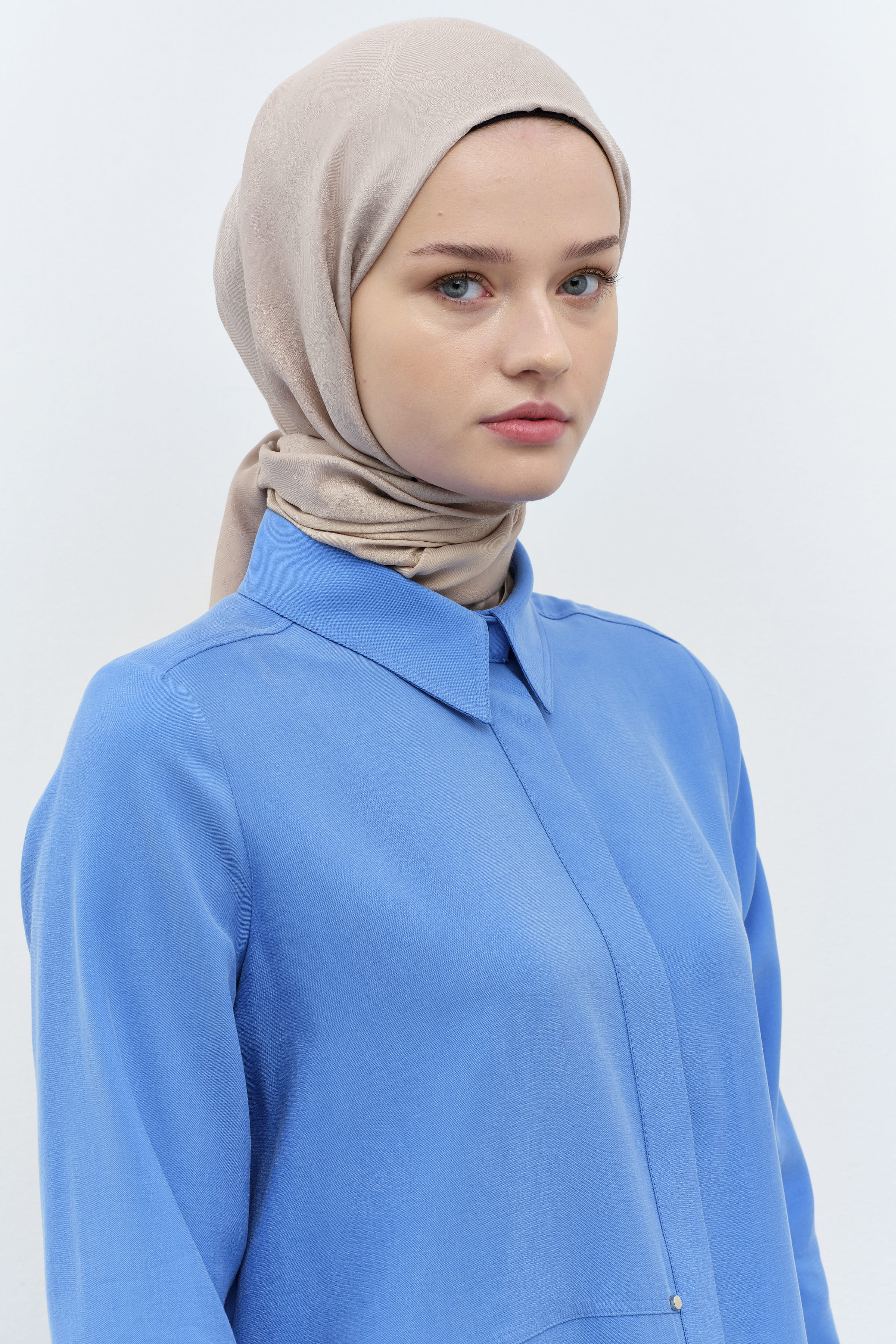 Dalga Desenli Şal - Bej TUGBA