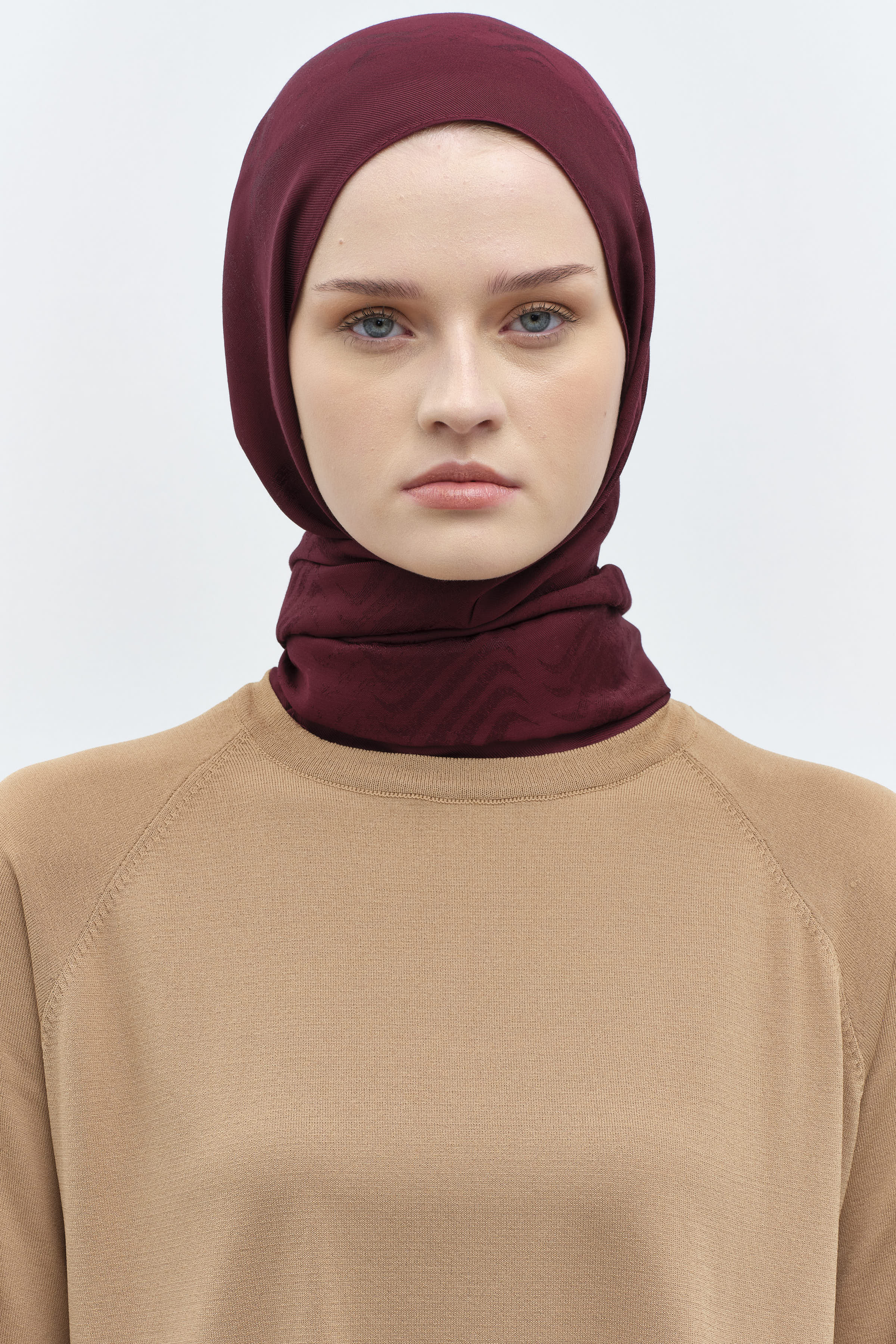 Dalga Desenli Şal - Bordo TUGBA