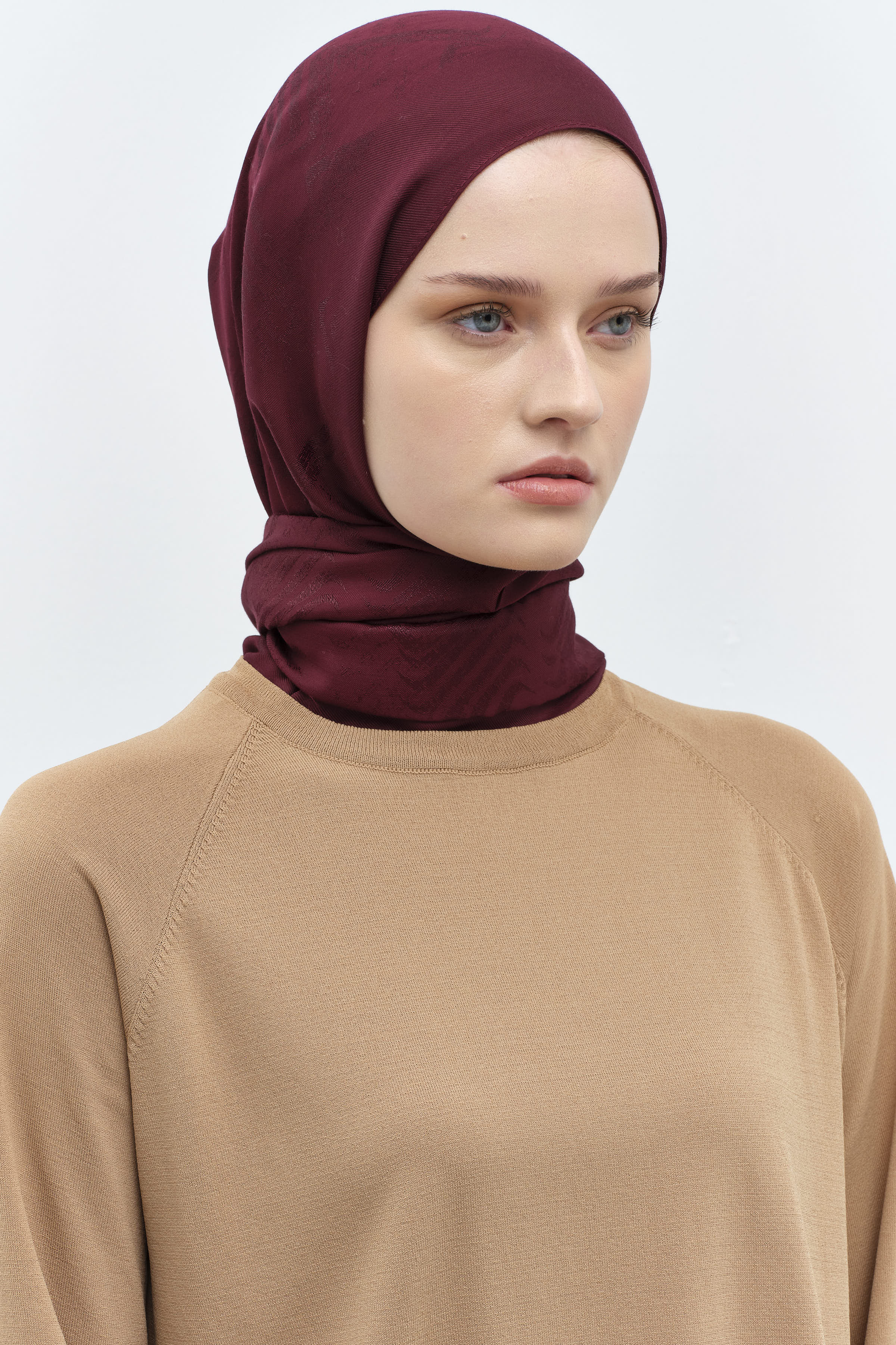 Dalga Desenli Şal - Bordo TUGBA