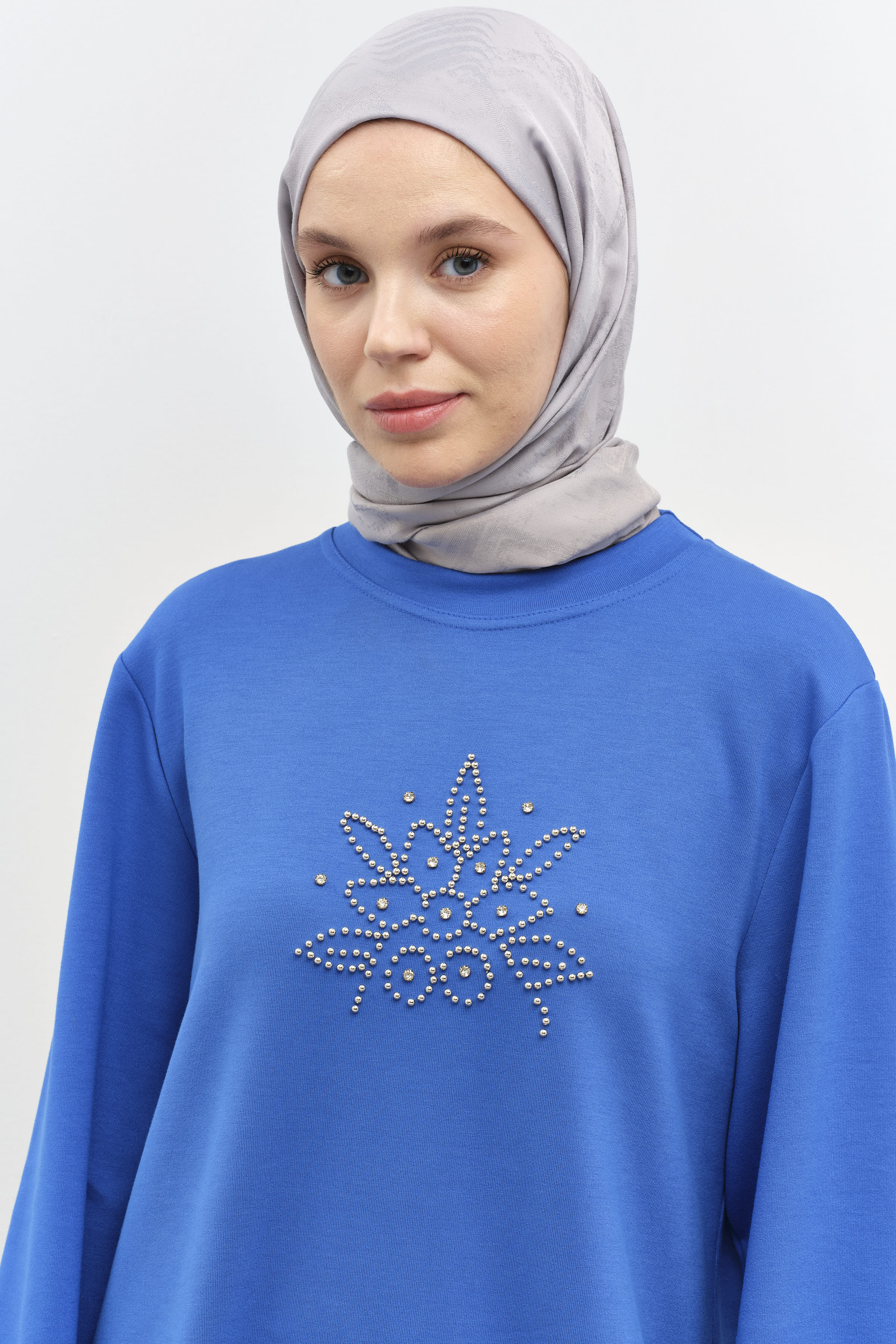 Dalga Desenli Şal - Gri TUGBA