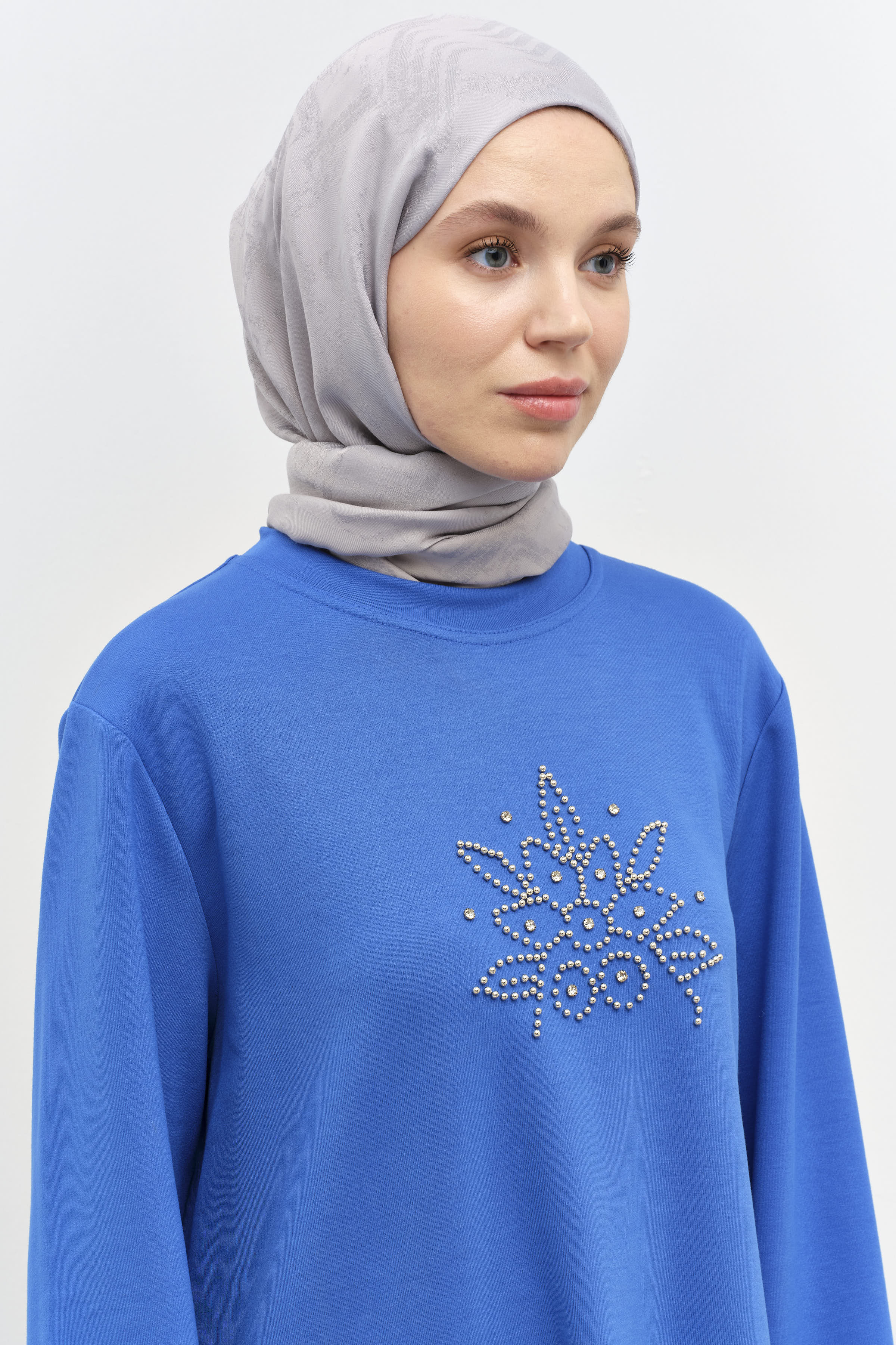 Dalga Desenli Şal - Gri TUGBA