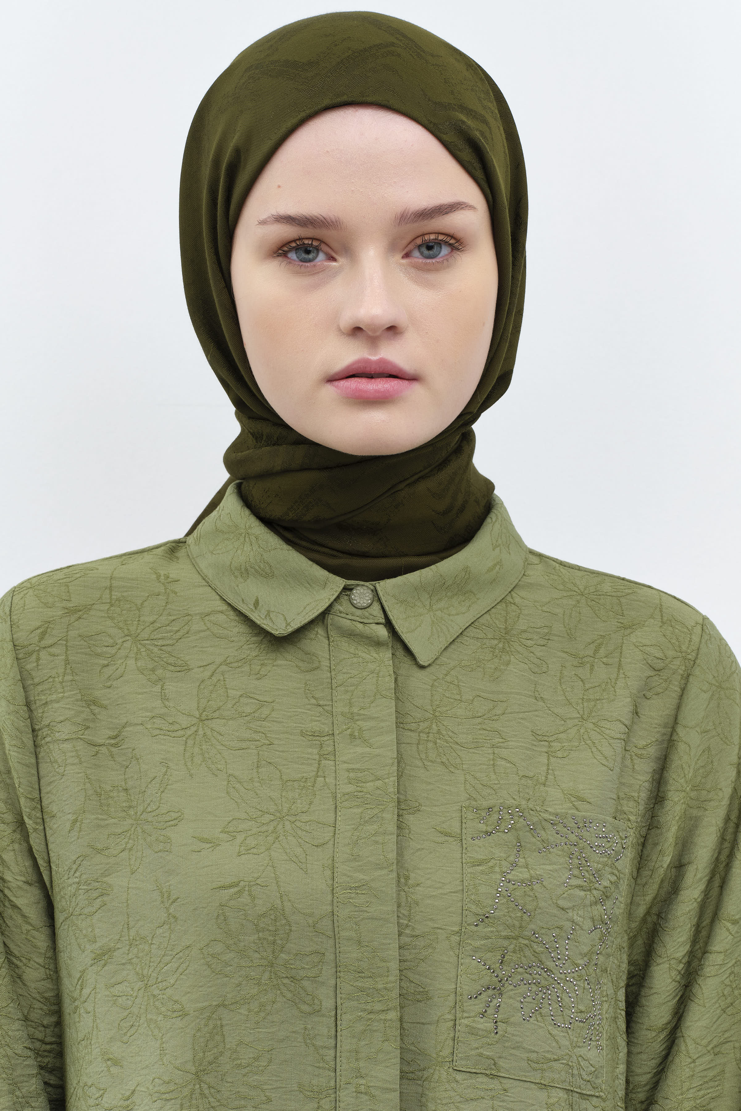 Dalga Desenli Şal - Haki TUGBA