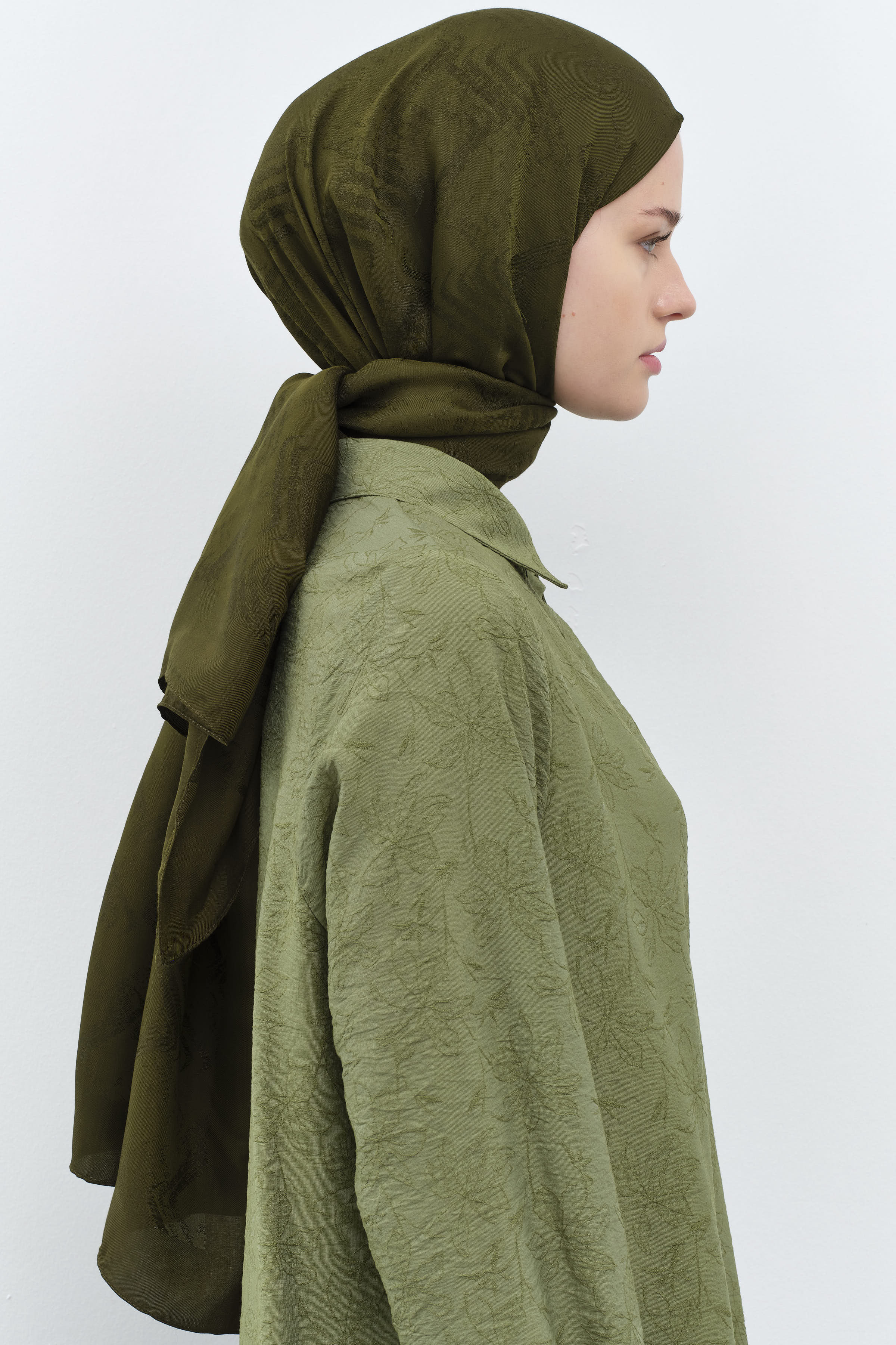 Dalga Desenli Şal - Haki TUGBA