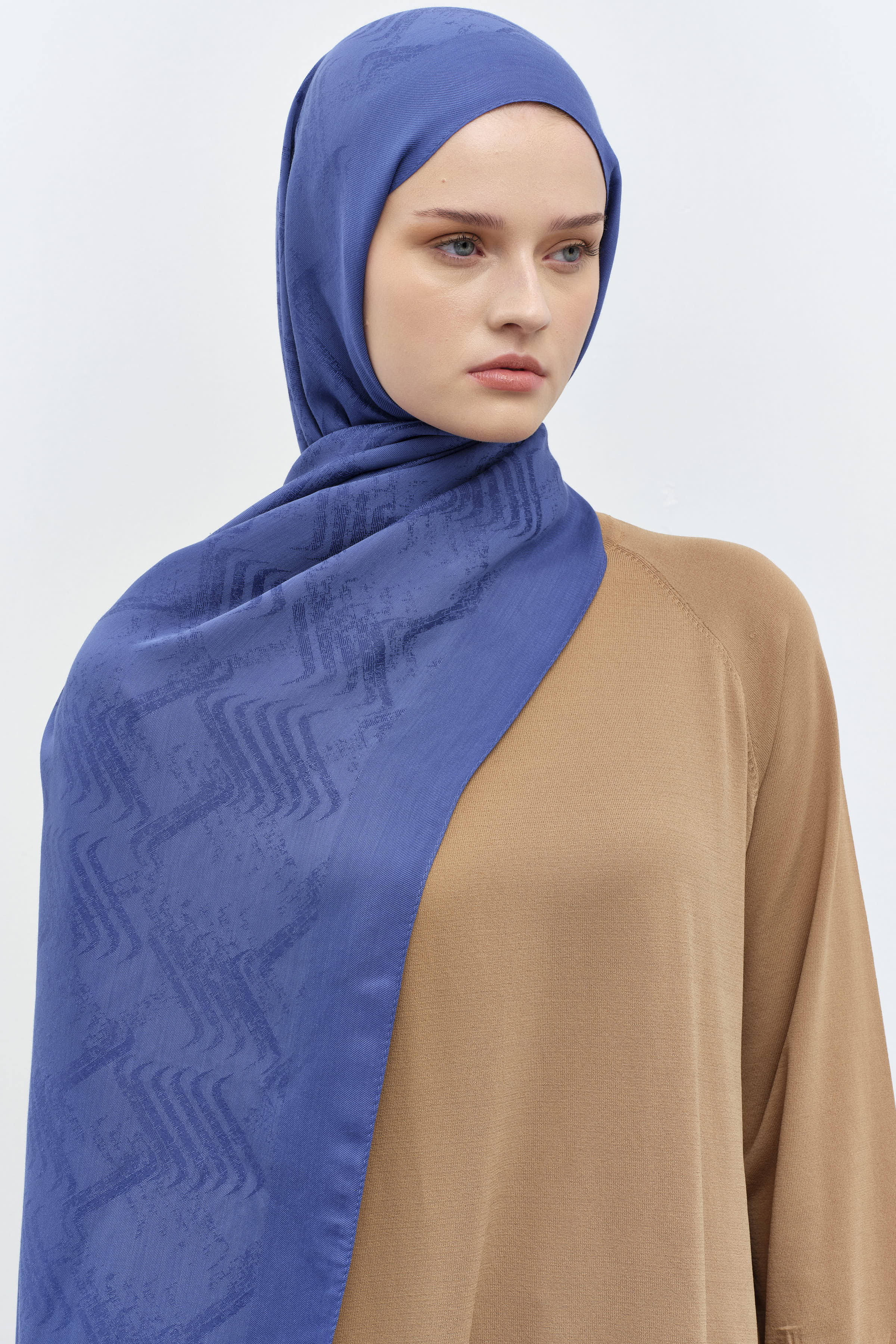 Dalga Desenli Şal - İndigo TUGBA