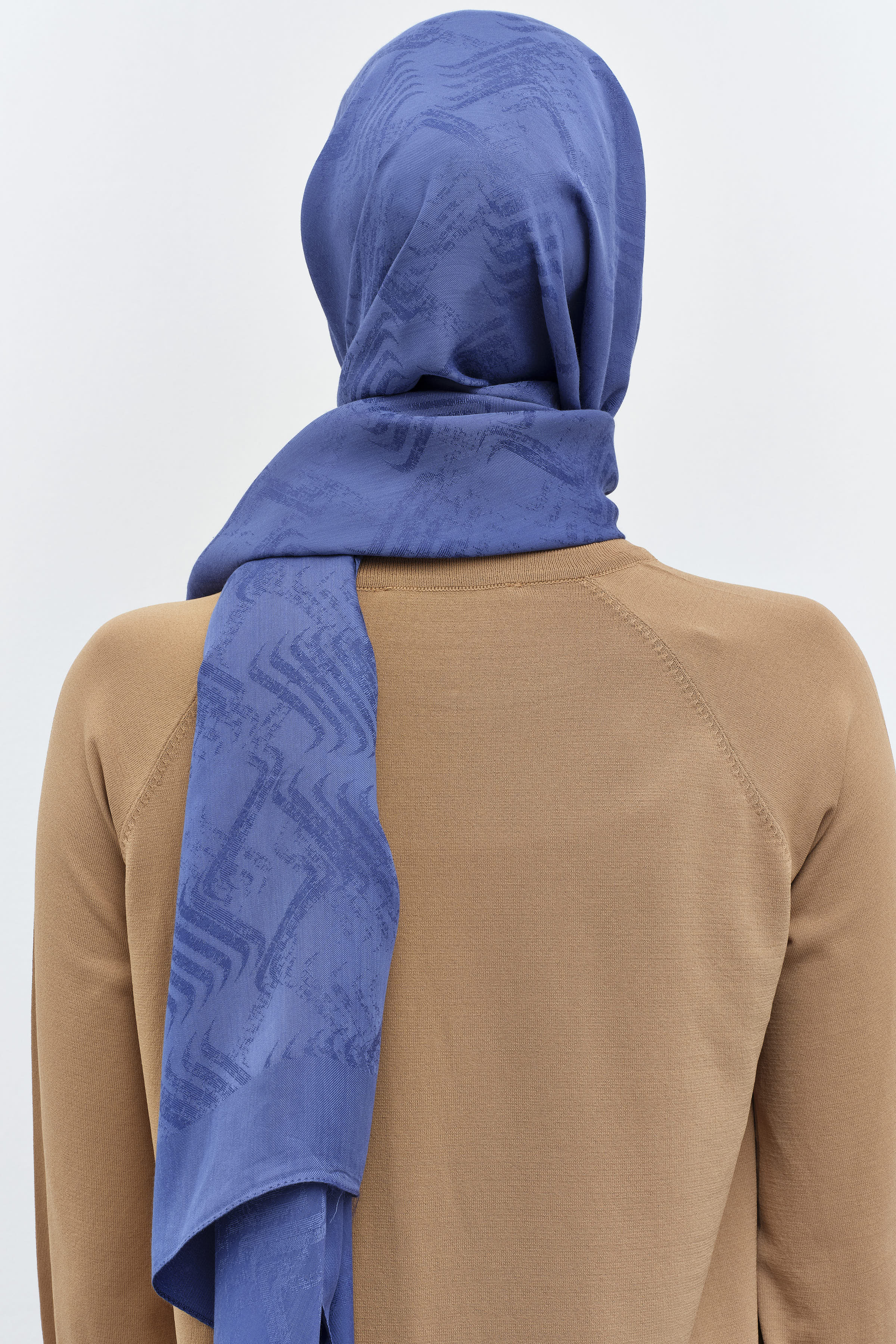 Dalga Desenli Şal - İndigo TUGBA