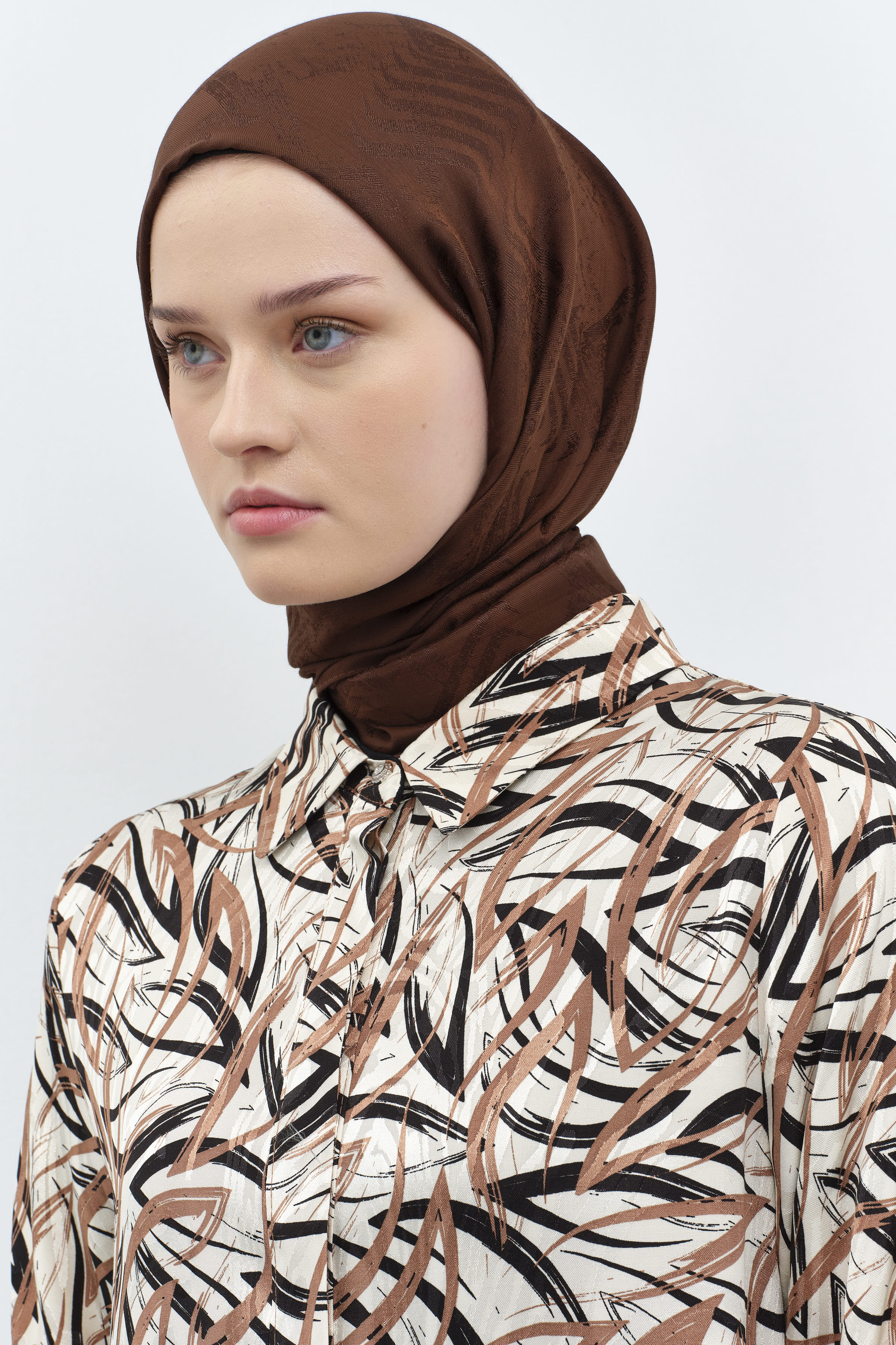 Dalga Desenli Şal - Kahve TUGBA