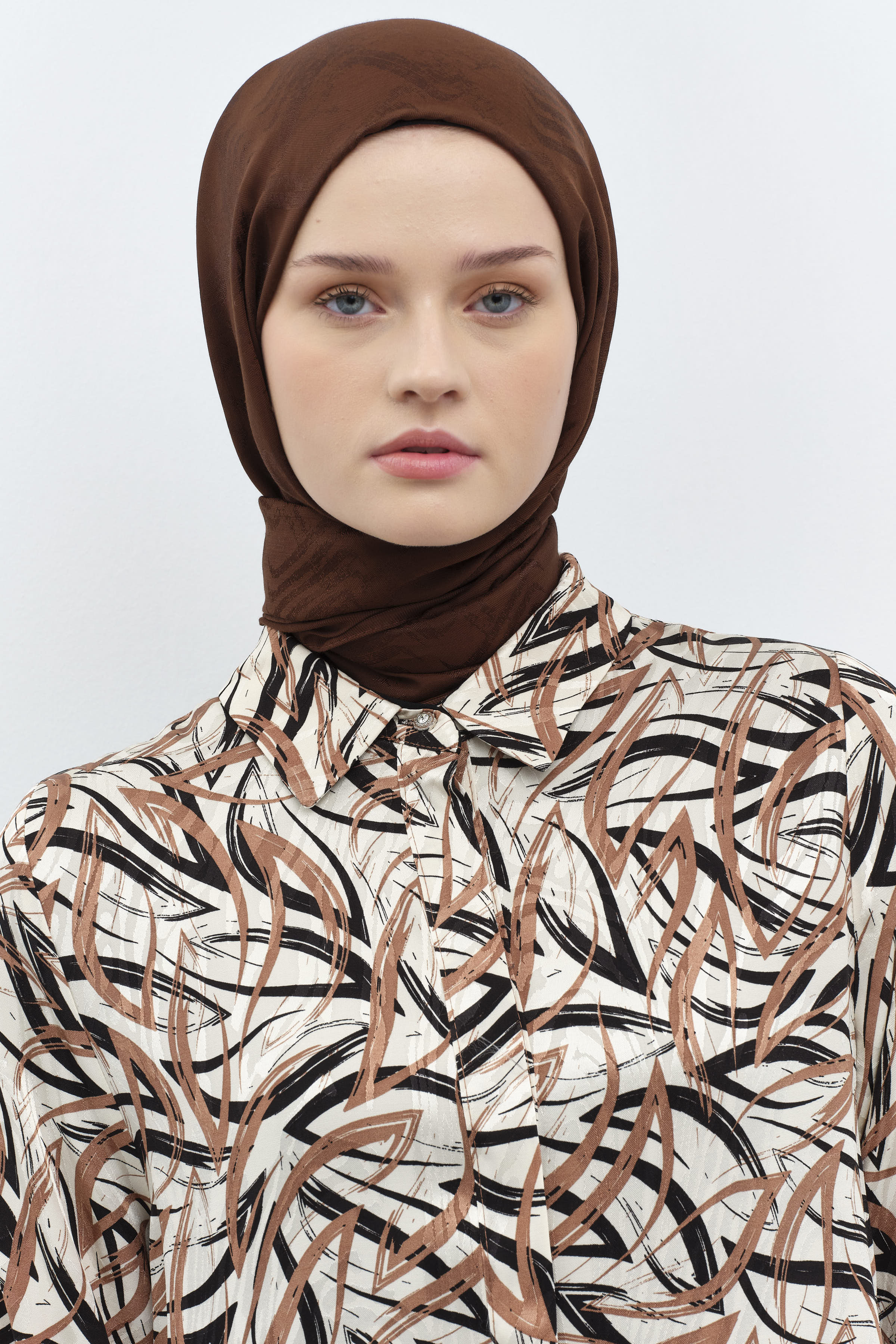 Dalga Desenli Şal - Kahve TUGBA